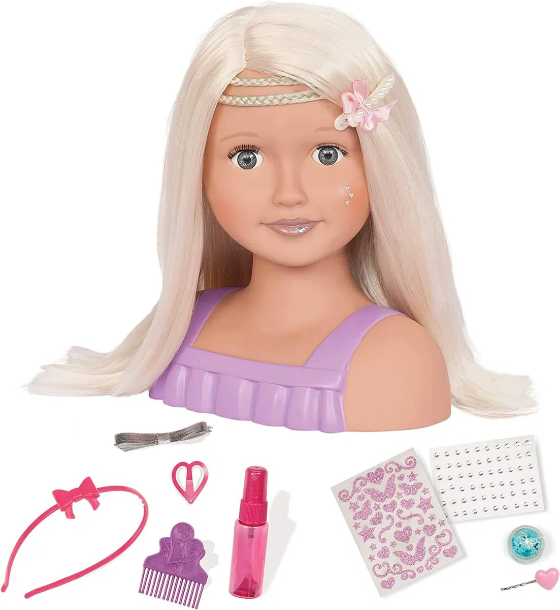 Our Generation - Trista - Testa per lo styling delle bambole - Capelli biondi e occhi azzurri - Gioco di finzione - Giocattolo per bambini dai 3 anni in su