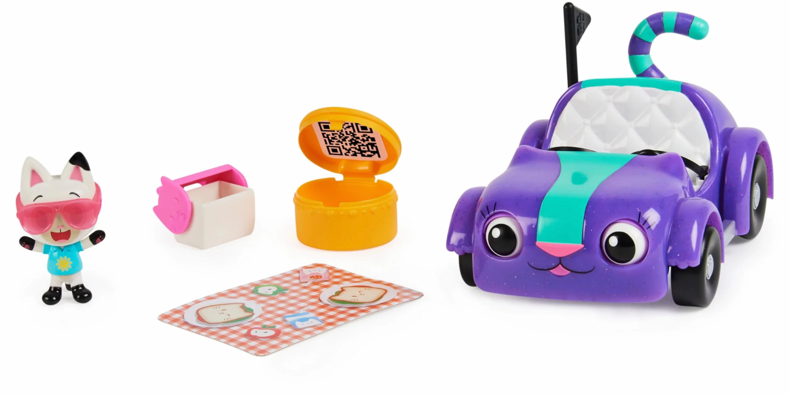Gabby's Dollhouse, La macchina di Carlita con personaggio Pandi Panda e accessori, giochi per bambini dai 3 anni in su