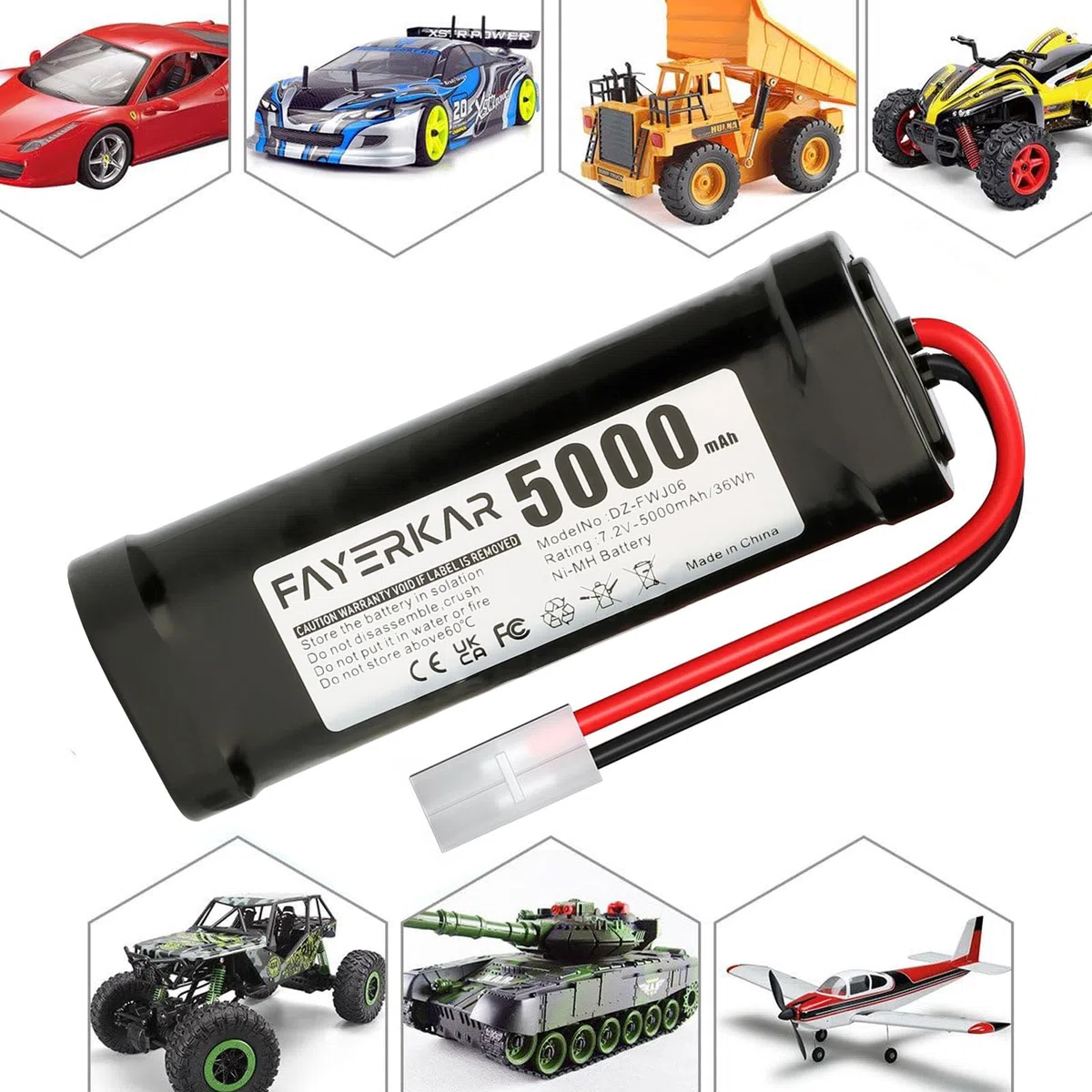 7.2V 5000mAh NiMH Batteria RC Batteria per RC Auto RC Camion RC Auto Boot Elicottero LKW Truggy RC Hobby