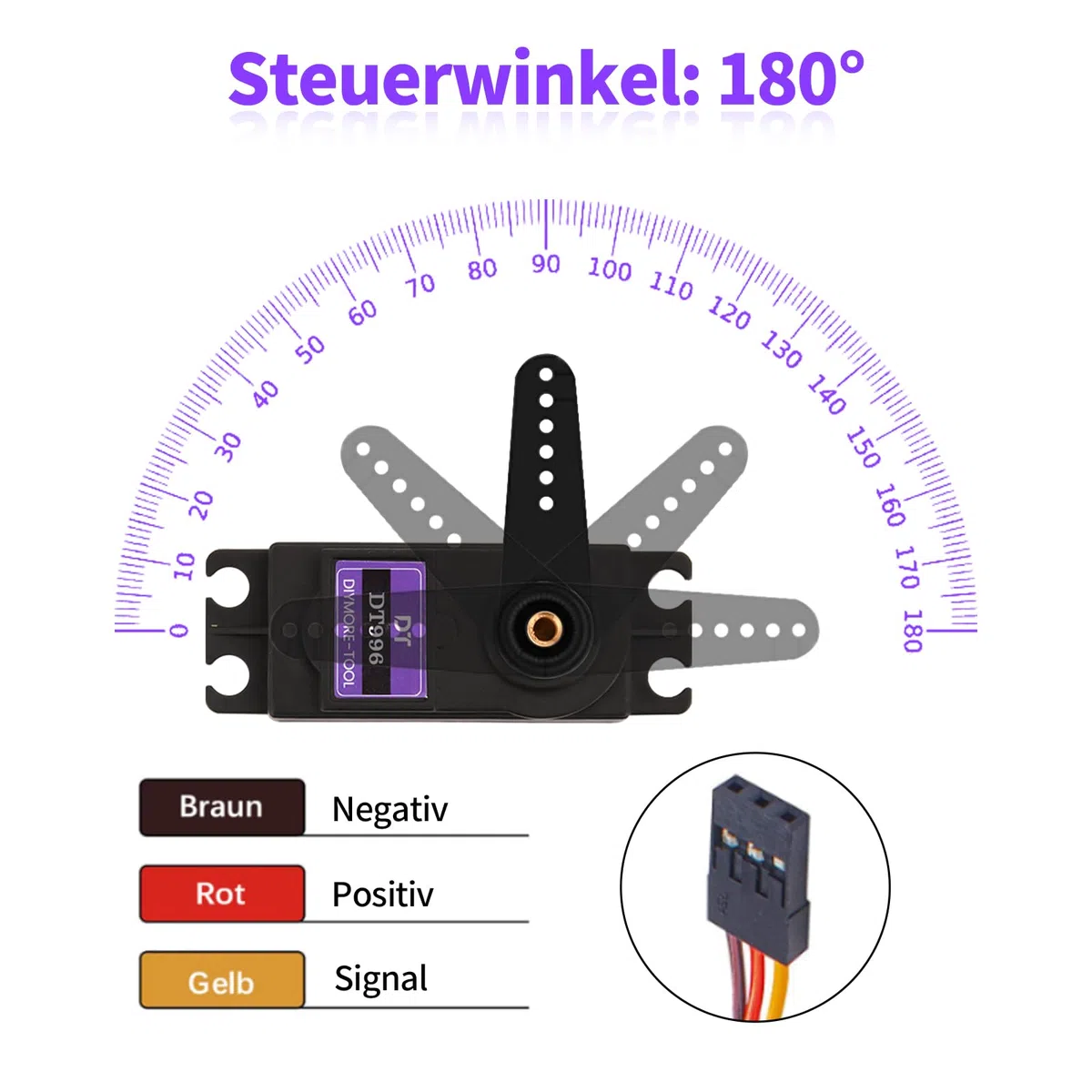 15kg Digital Servo mit Hohem Drehmoment Metallgetriebe RC Servomotor,6V,180°,für RC Car 1/10 1/8 Aircraft Boat Robot Helicopter[5PCS]
