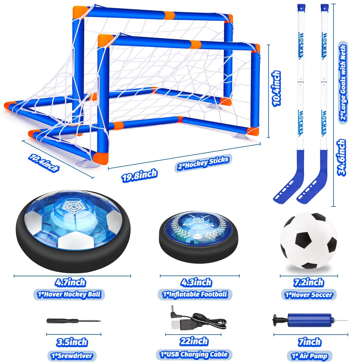Pallone Calcio Fluttuante - 3-in-1 Air Hover Calcio con Luci LED Paracolpi in Bchiuma Floating Air Soccer Giocattoli Sportivi Esterni Indoor per Ragazzi Ragazze Bimbi 3 4 5 6 7 8-12 Anni