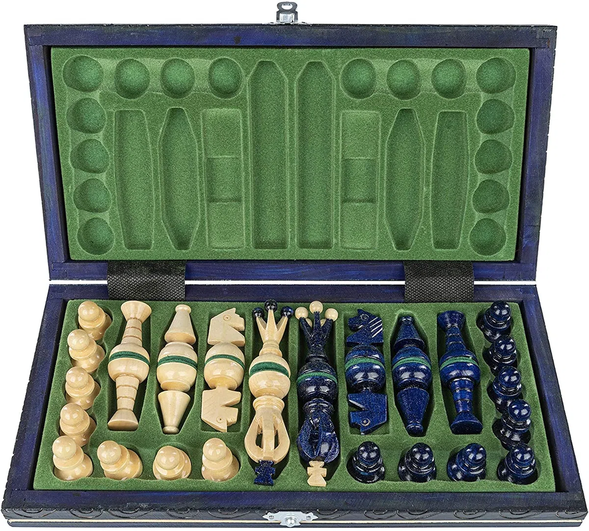 Chess and games shop Muba Bellissimo set di scacchi in legno artigianale con scacchiera e pezzi - Idea regalo Prodotti (32 cm Beige)
