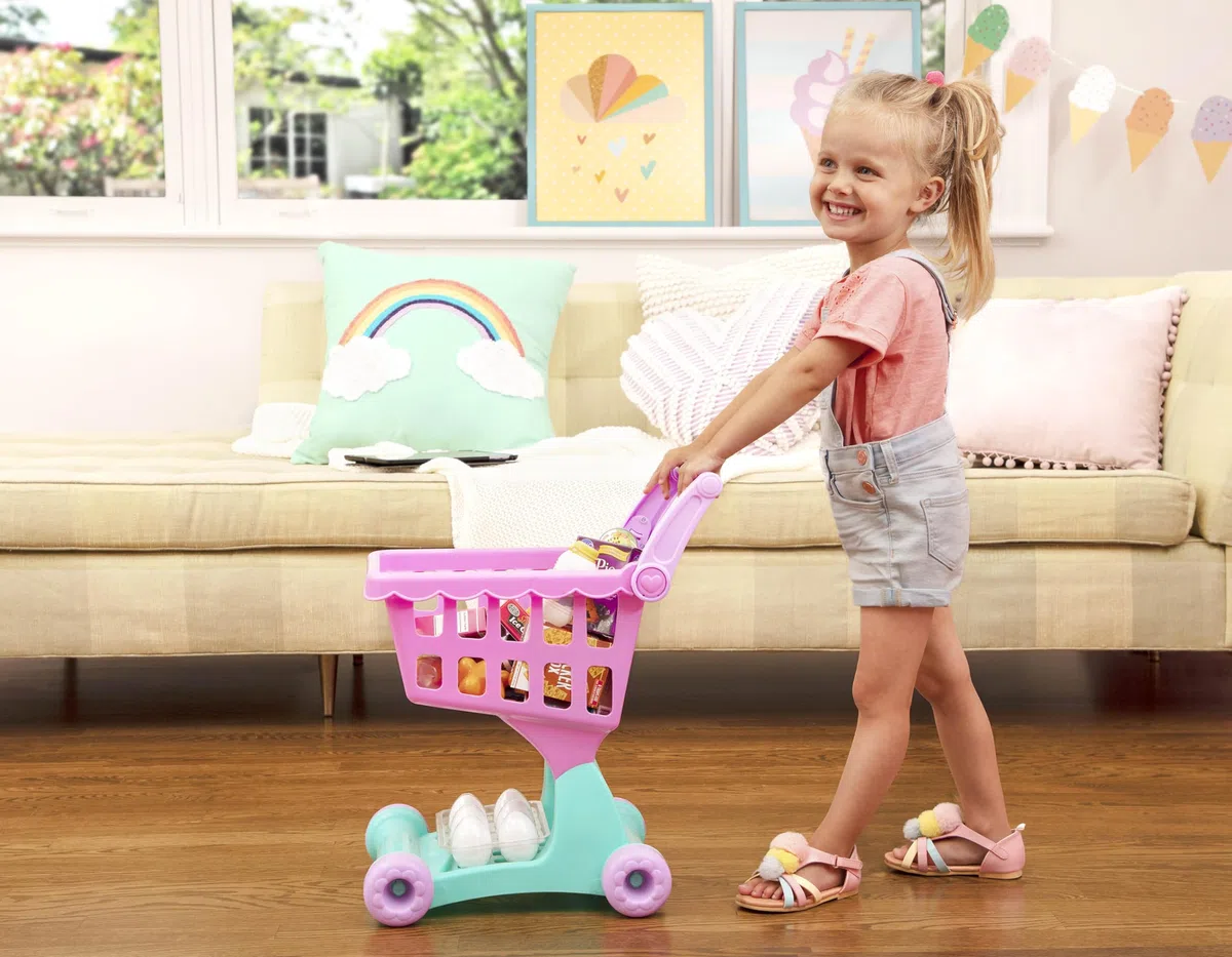 Battat - Carrello della spesa - Carrello della spesa e cibo giocattolo - Giocattolo da cucina per bambini e ragazzi - Gioco di finzione - 2 anni +