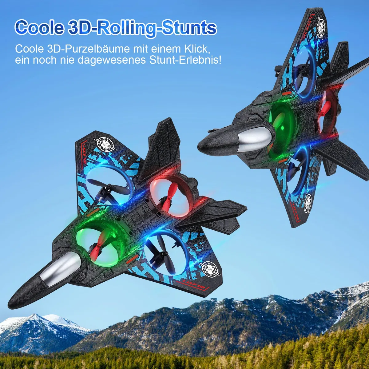 Henakmsl Aereo Telecomandato RC 2.4 Ghz L0712 Hovering Fighter, Aeroplano Con 2 Batterie, Radiocomandato RTF per Bambini/Adulti/Principianti