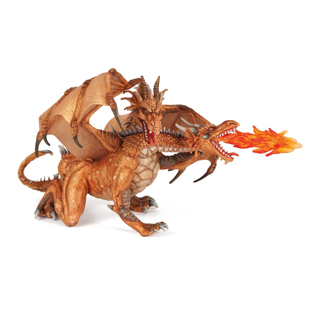 PAPO - Statuetta Drago Oro a Due Teste Realistica - 3 Anni + - Collezione Fantastico & Medievale - Gioco Creativo Creatura Leggendaria - Idea Regalo Giocattolo Bambina Bambino - 19.5 Cm