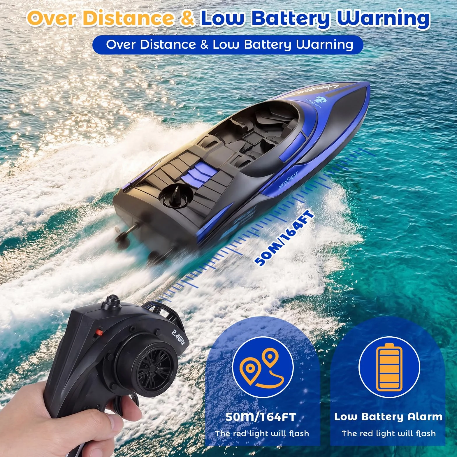 Coikes Barca Telecomandata Professionale Barca RC con Luce LED Impermeabile Sottomarino Telecomandato per Bambini Adulti Barca Radiocomandata Ricaricabile per Piscine Laghi Stagni