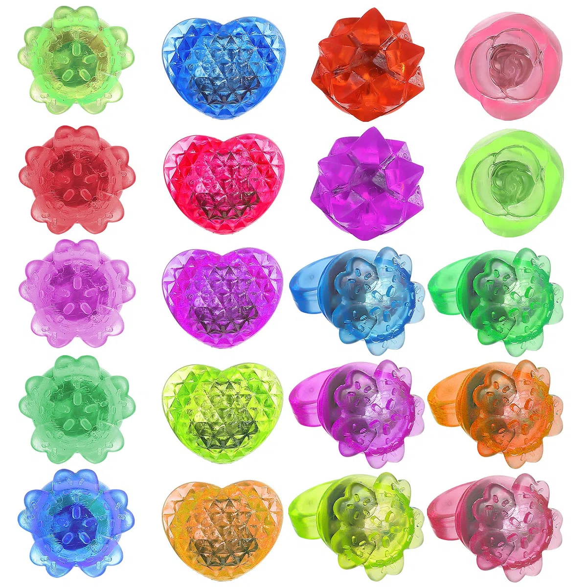 NUOBESTY 24 anelli luminosi a LED, a forma di fiore, lampeggianti, giocattolo per le dita, per adulti e bambini