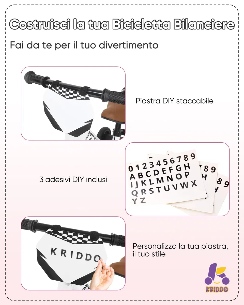 KRIDDO Triciclo per bambini 2 in 1 e bici senza pedali per bambini di 2 anni, pedali staccabili e rotelle ripiegabili, piastra fai da te, giocattolo da cavalcare dai 18 mesi ai 3 anni