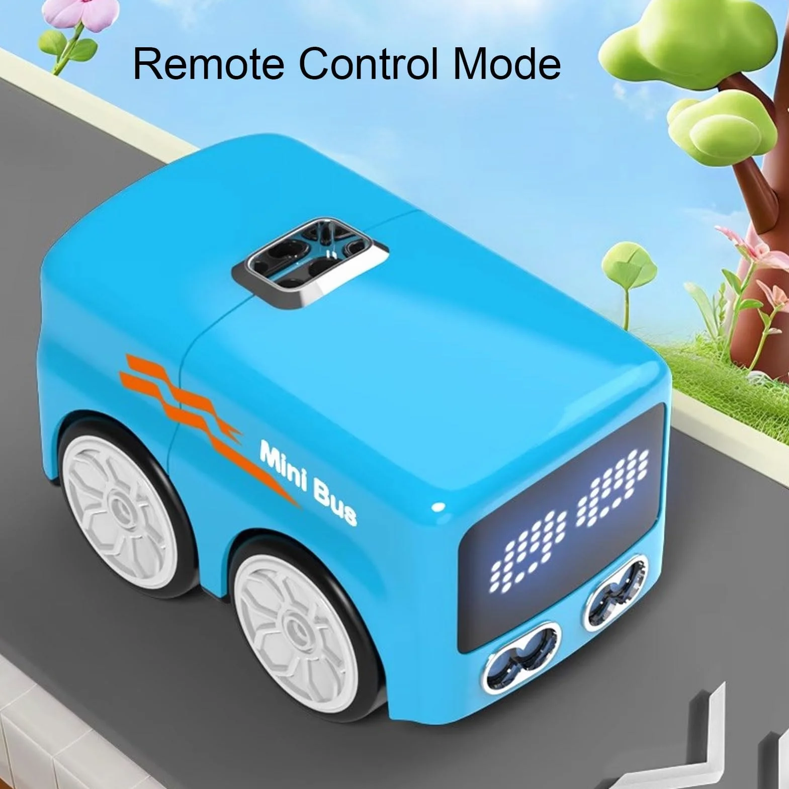 Magic Mini RC Bus, 2026 Gesti e Telecomando Smart Sensor Car, Tracciamento Automatico della Linea Veicolo RC Desktop con Luci di Espressione a LED (BLUE)