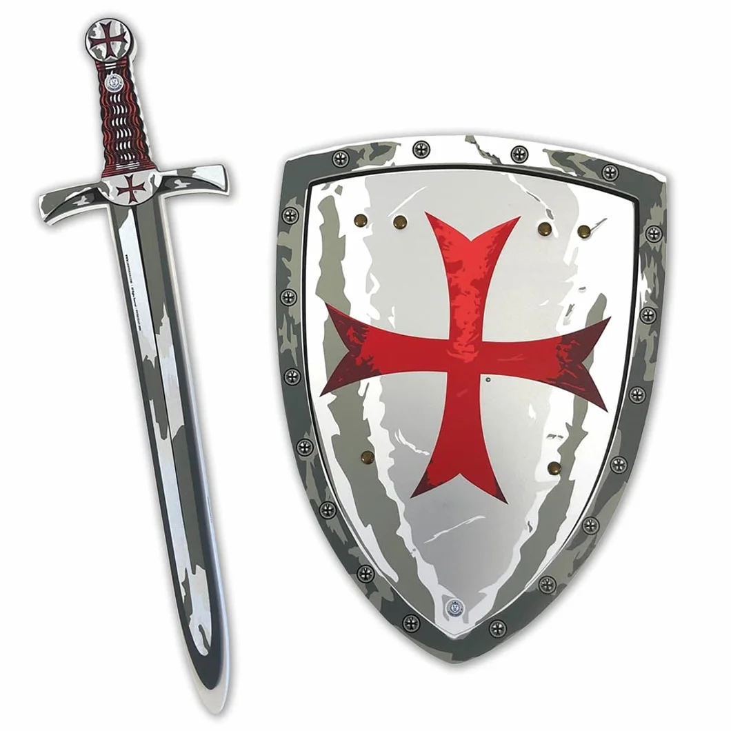 Liontouch - Spada e Scudo Cavaliere di Malta - Età 3-8 Anni | Set Medievale in Sicura Gommapiuma con Classica Croce Rossa per Giochi di Ruolo | Armi e Accessori Giocattolo per Travestimenti da Ragazzo