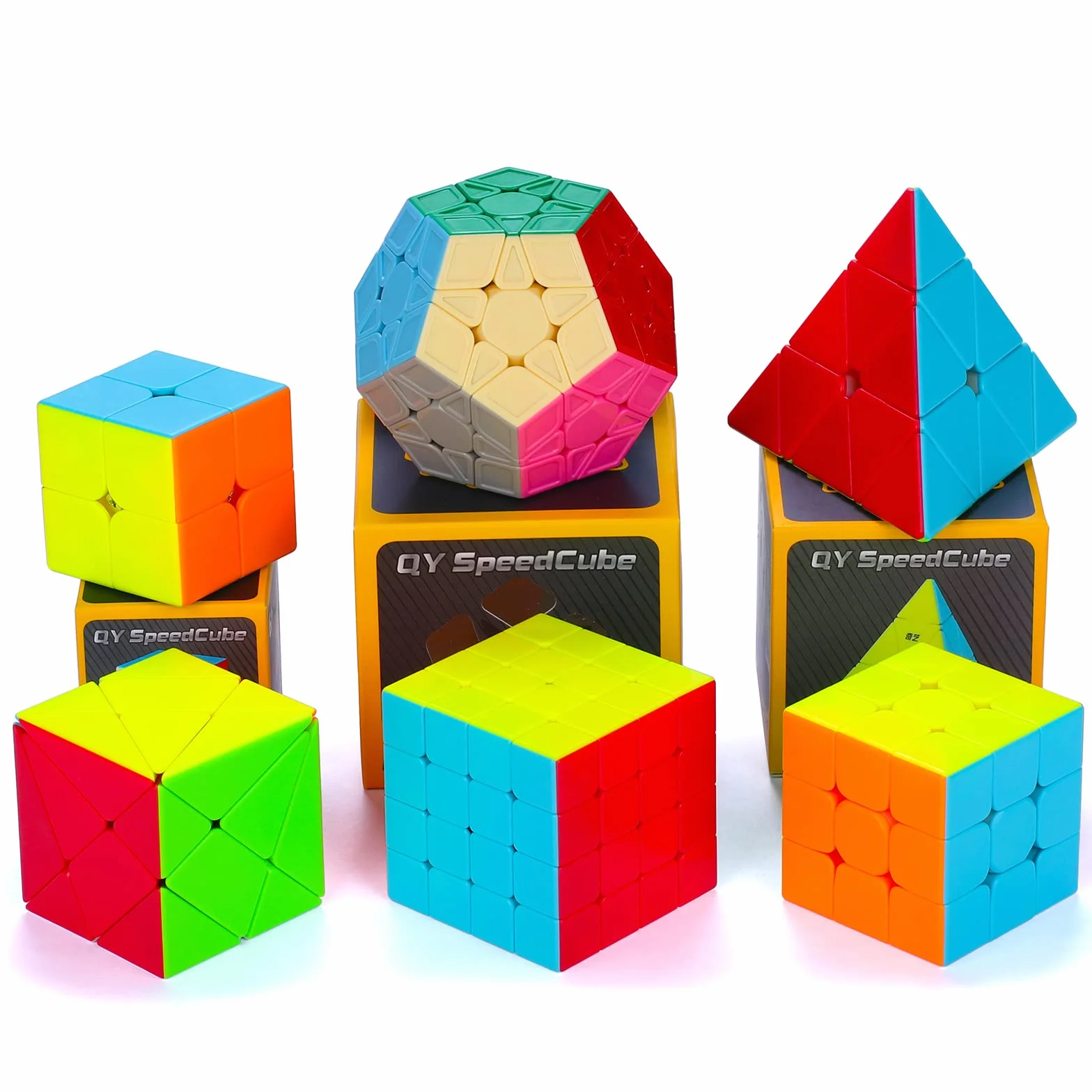 Coolzon Set di 6 Cubi Magici di Velocità, Set di 6 Cubi Magici di Velocità 2x2x2 3x3x3 4x4x4 Pyraminx Megaminx Skewb Cubi Magici Senza Adesivo Puzzle Cubo Giocattolo per Bambini e Adulti