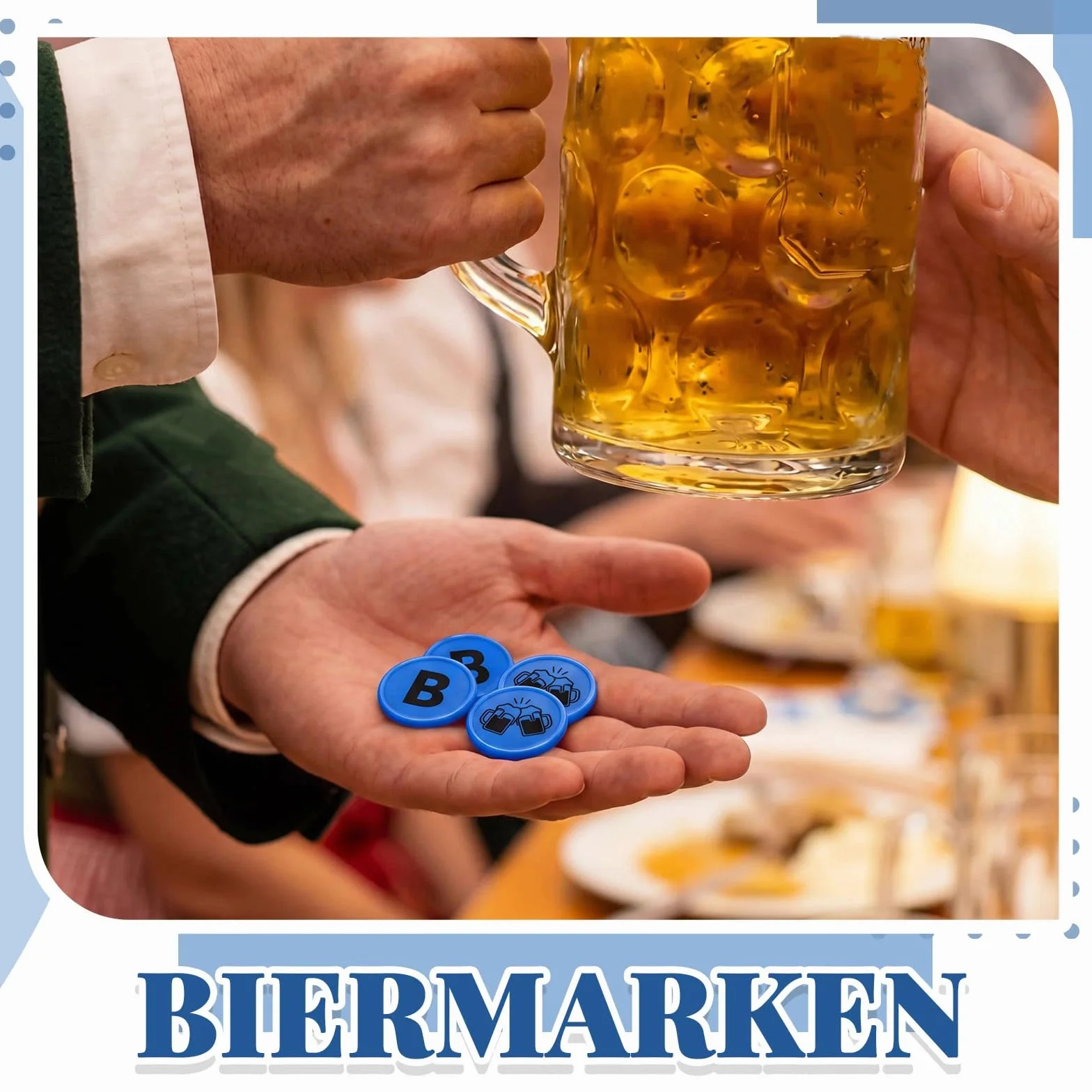 Nezyo 200 Pezzi Gettoni Birra Blu B Chip per Buoni Ø 24 mm in Plastica Riutilizzabile Ideali per Festival della Birra, Ristoranti, Mense, Feste, Eventi in Discoteca e Festival