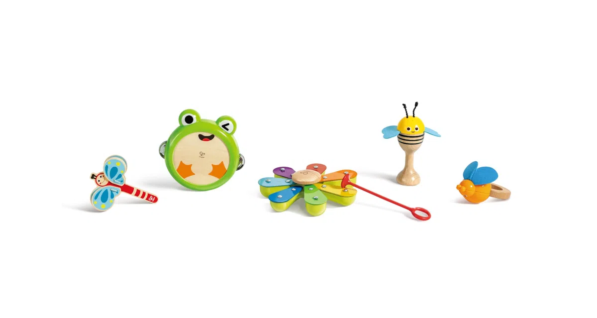 Hape La Mia Prima Band - Set di Strumenti Musicali in Legno per Bambini - Percussioni Ispirate alla Natura