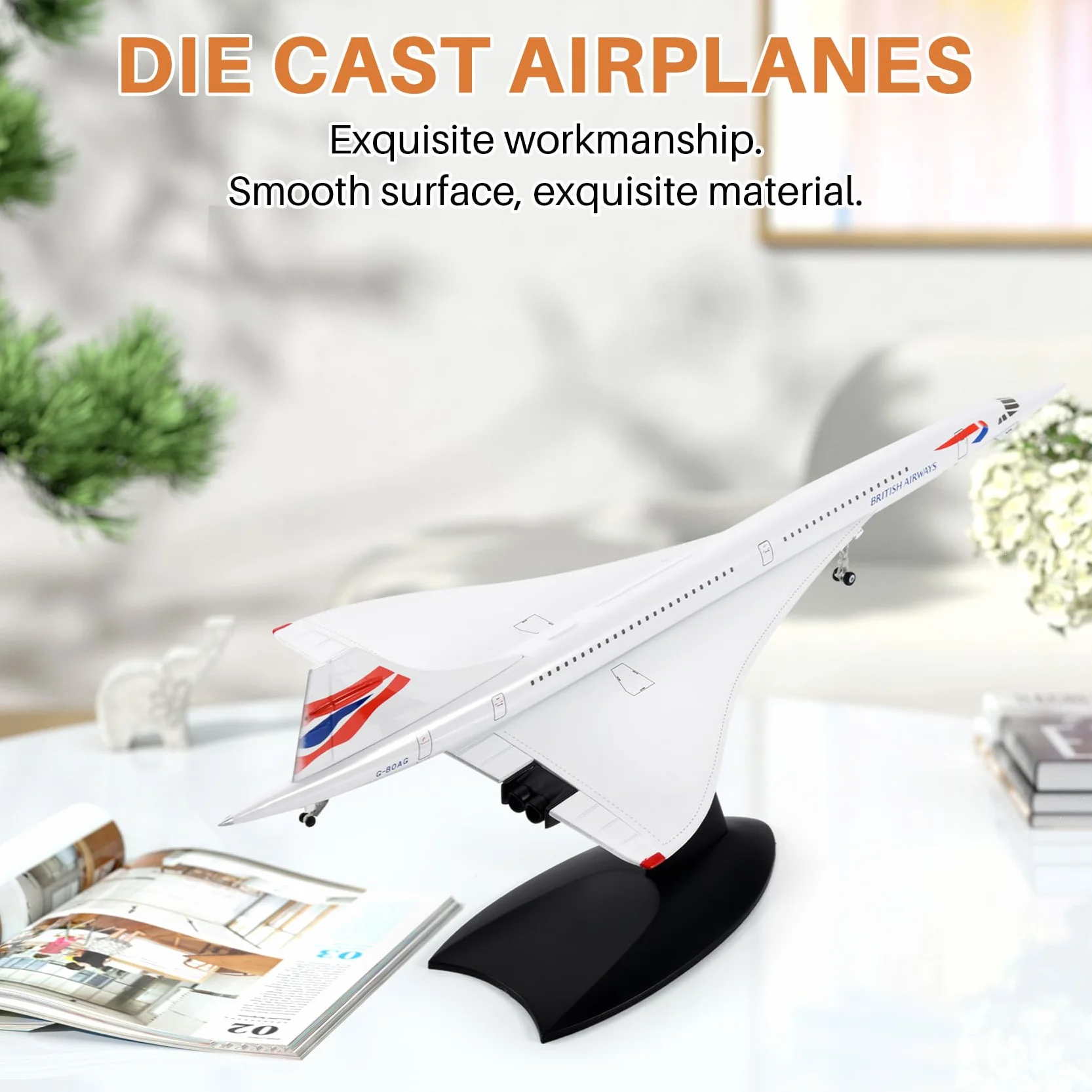 1/200 Concorde Suono Passeggero Aereo Air British Airway Modello per la Collezione Display