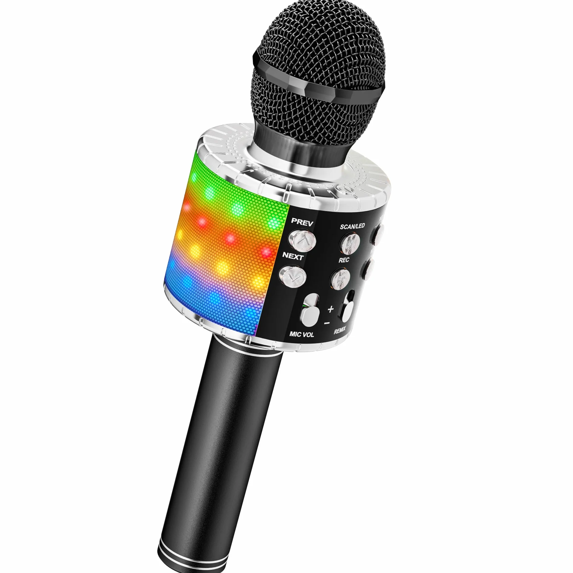 Ankuka Microfono Karaoke Bluetooth Wireless Microfono Bambini Regalo per Bambini 3-12 Anni Microfono Giocattolo Cambia Voce, Compatibile con Android, iOS, PC Nero