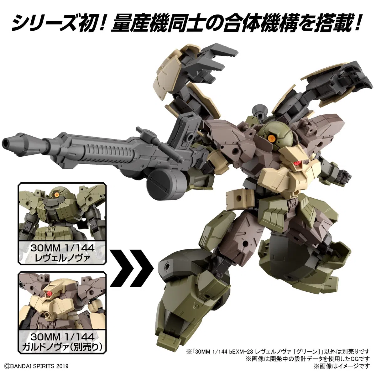 Gundam - 30mm 1/144 bEXM-28 Revernova Verde - Modello Kit