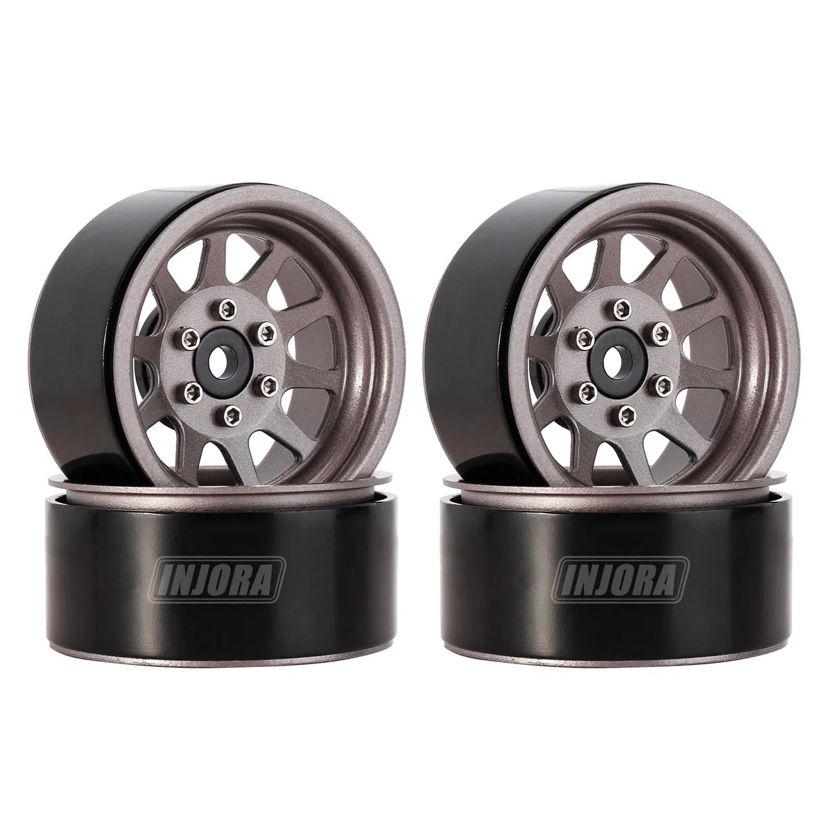 INJORA 1.9 Cerchi Ruota Beadlock per 1:10 RC Crawler Axial SCX10 90046 SCX10 III AXI03007 Traxxas TRX4 Redcat GEN8,Lega Metallica,107g/pz (Grigio)