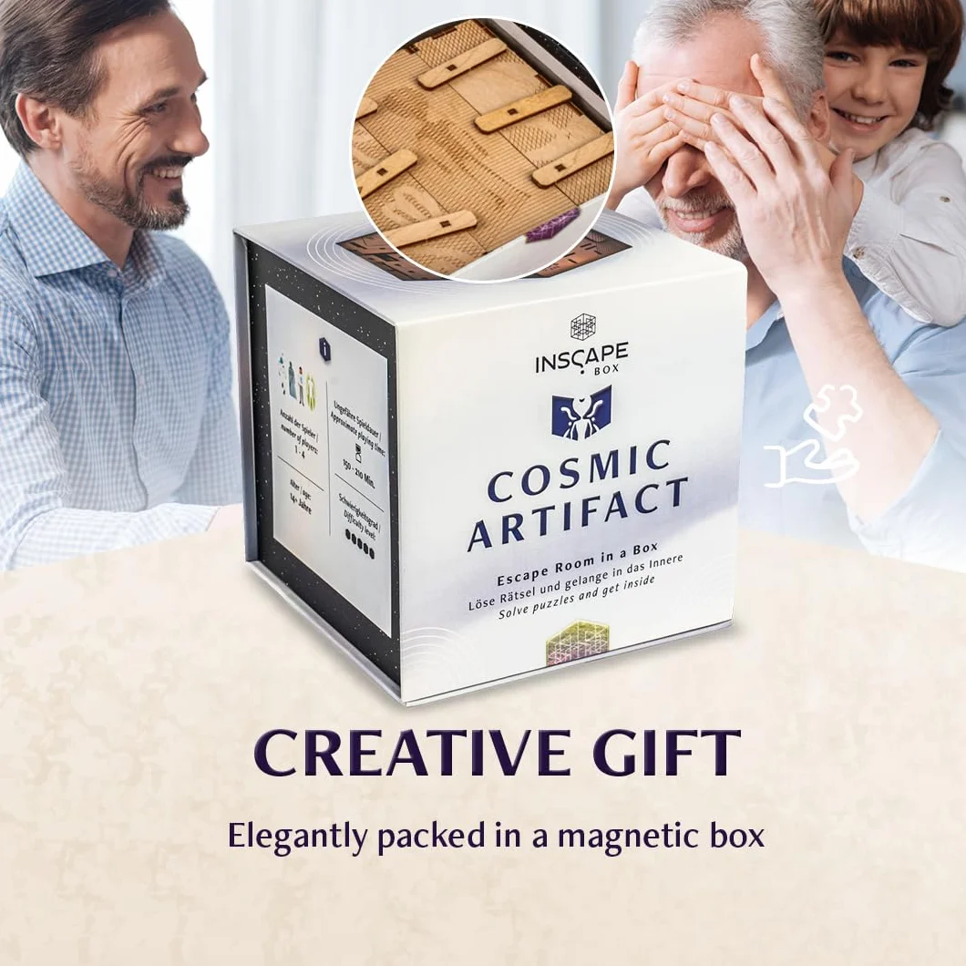 INSCAPE Cosmic Artifact – Cluebox – Level 5 molto pesante – Scatola puzzle in legno – Puzzle Box – Escape Room gioco per adulti – Giochi di aglio – Puzzle in legno 3D – Giochi di pensiero