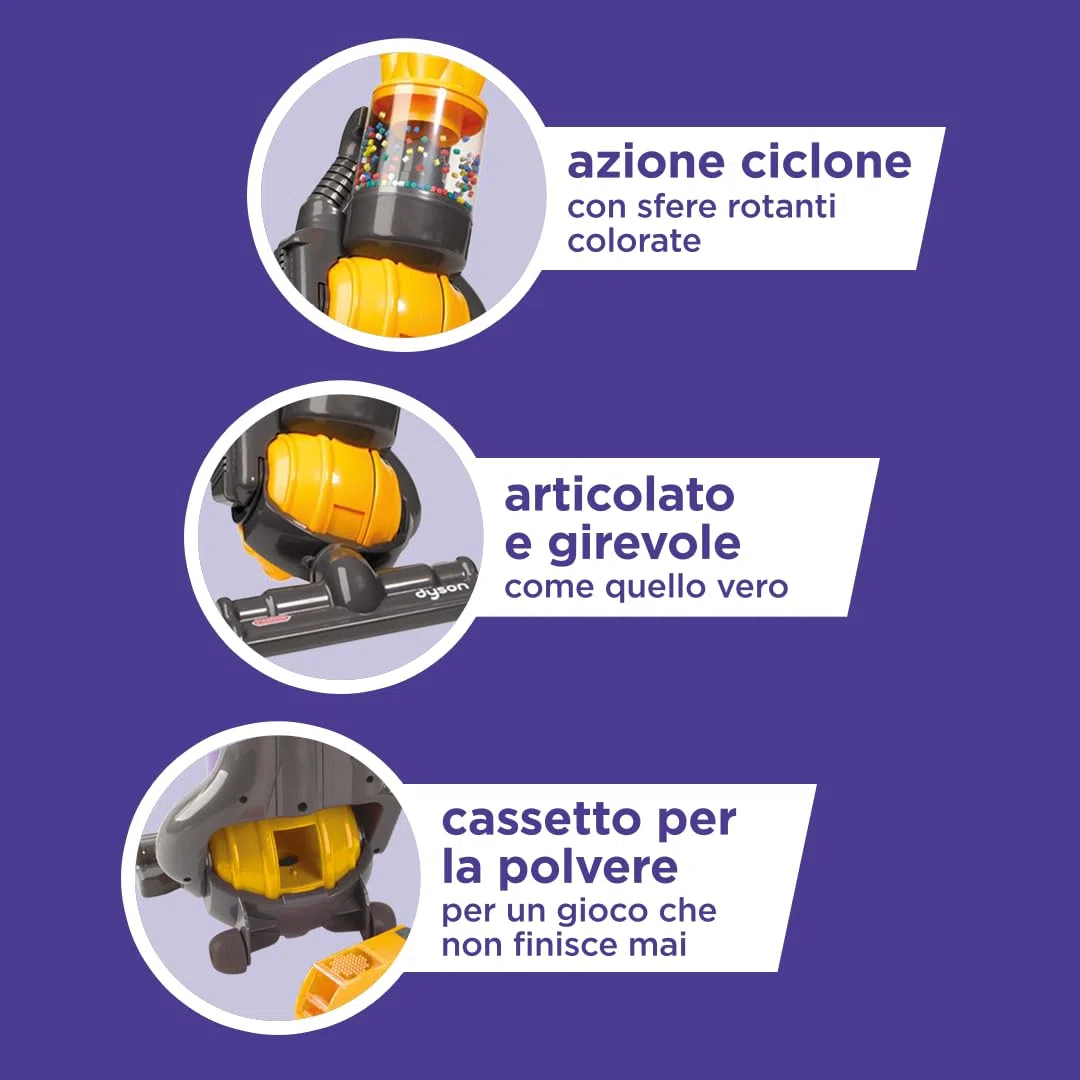 Casdon Dyson Ball | Copia in miniatura dell’aspirapolvere Dyson Ball per bambini dai 3 anni in su | Con movimento rotante per giochi di ruolo realistici e divertenti
