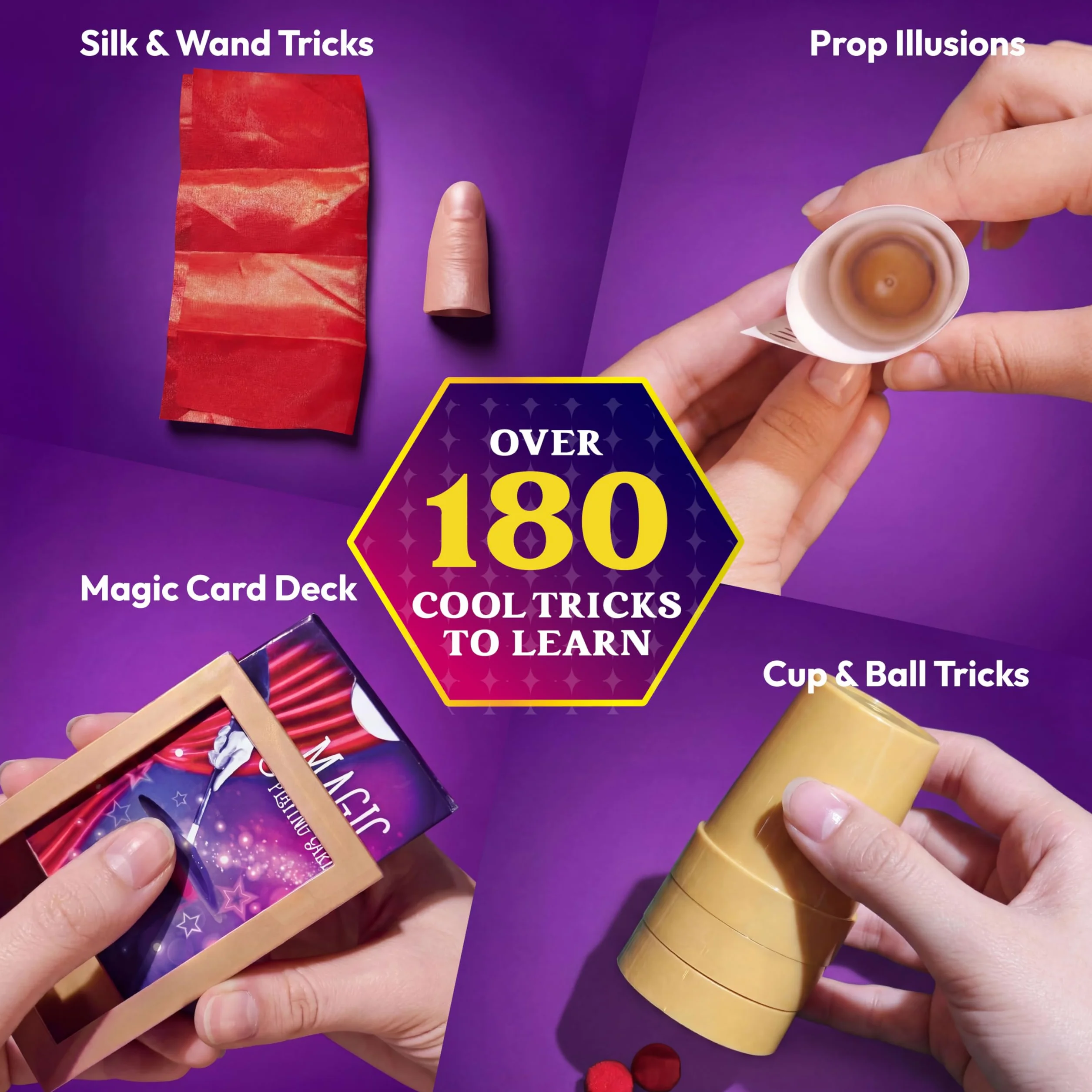 Klever Kits 180+ Gioco di magia - My First Magic Trick Kit- Incredibile Giocattolo da Mago con lezioni Video Passo-Passo, per Bambini Oltre 6 Anni e Carte di Illusione Facili