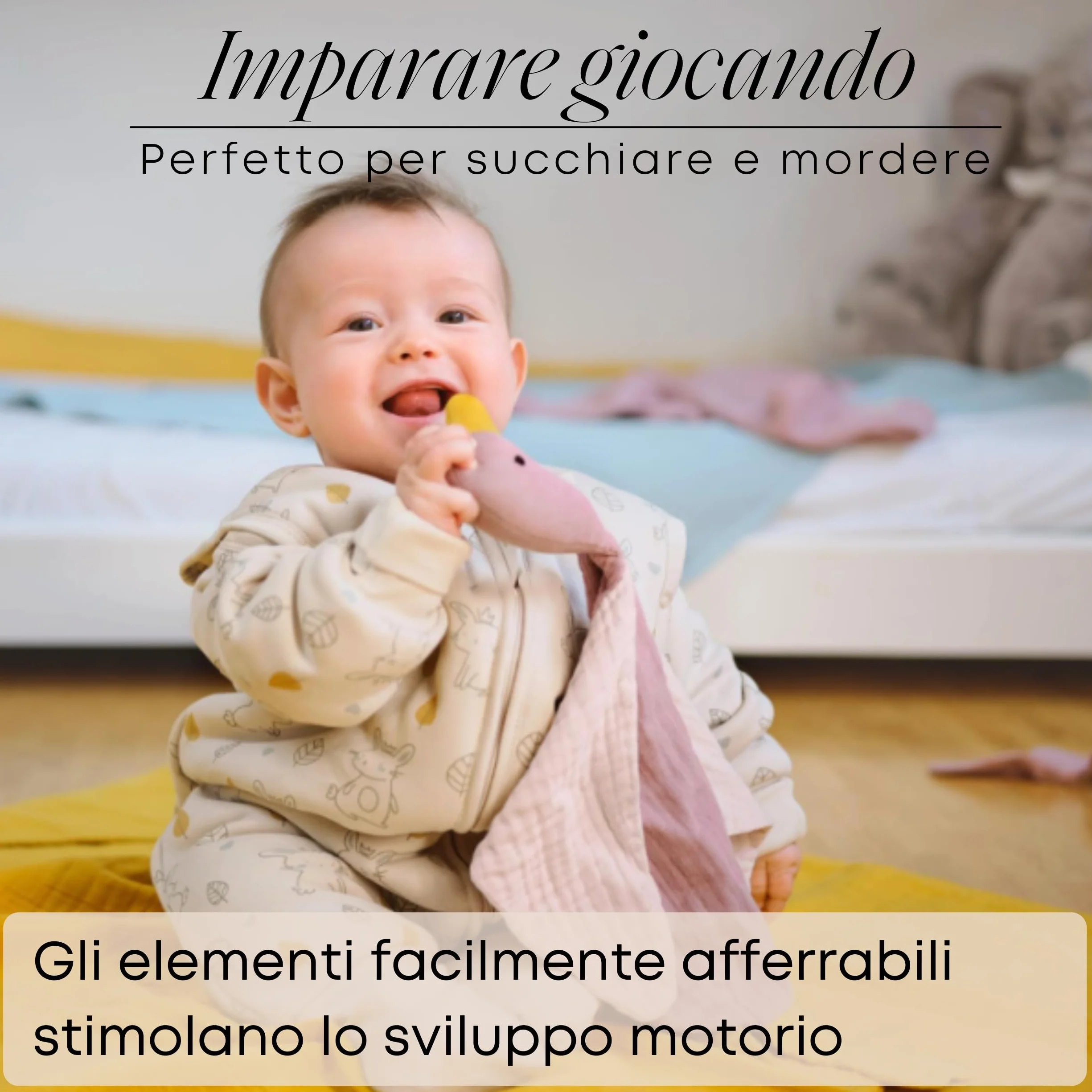 Panno Morbido Anatra | Cotone Mussola | Regalo di Nascita per Maschi & Femmine | Giocattolo per Bambini | GOTS | Dusty Rose