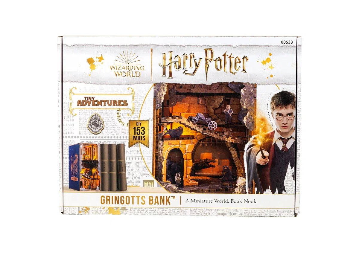 Revell Tiny Adventures, Gringotts Bank Harry Potter, Magische Miniaturwelt der Gringotts Bank, Handgefertigte Buchstütze, Perfekt für Sammler und Harry Potter Fans
