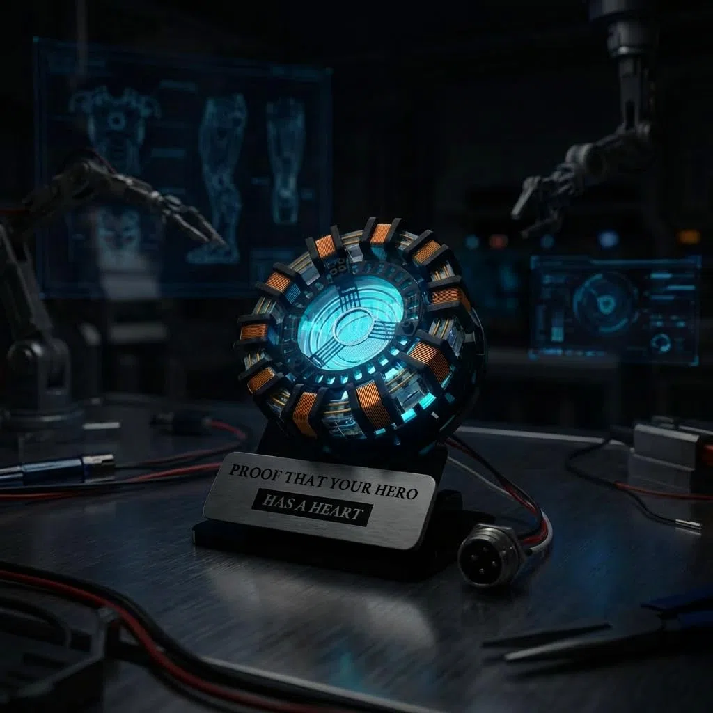 Arc Reactor mk1 Giocattolo Collezionabile Scala 1:1, Display da Scrivania con Effetti Luminosi Interattivi e Telecomando, Alimentazione USB, Pronto all’Uso