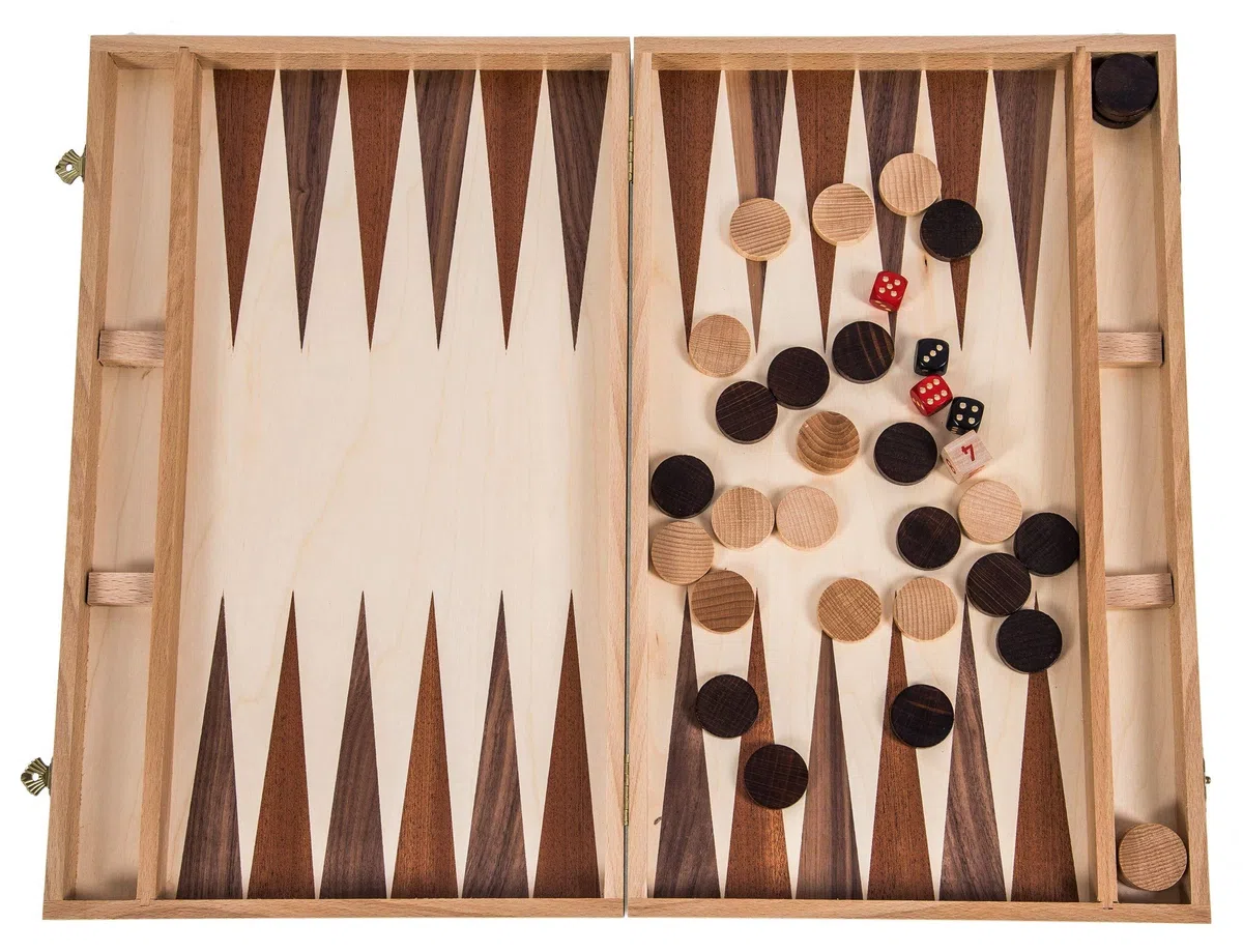 SQUARE - Backgammon in legno Intarsio - 40 x 24.5 cm - Tabellone da gioco di faggio