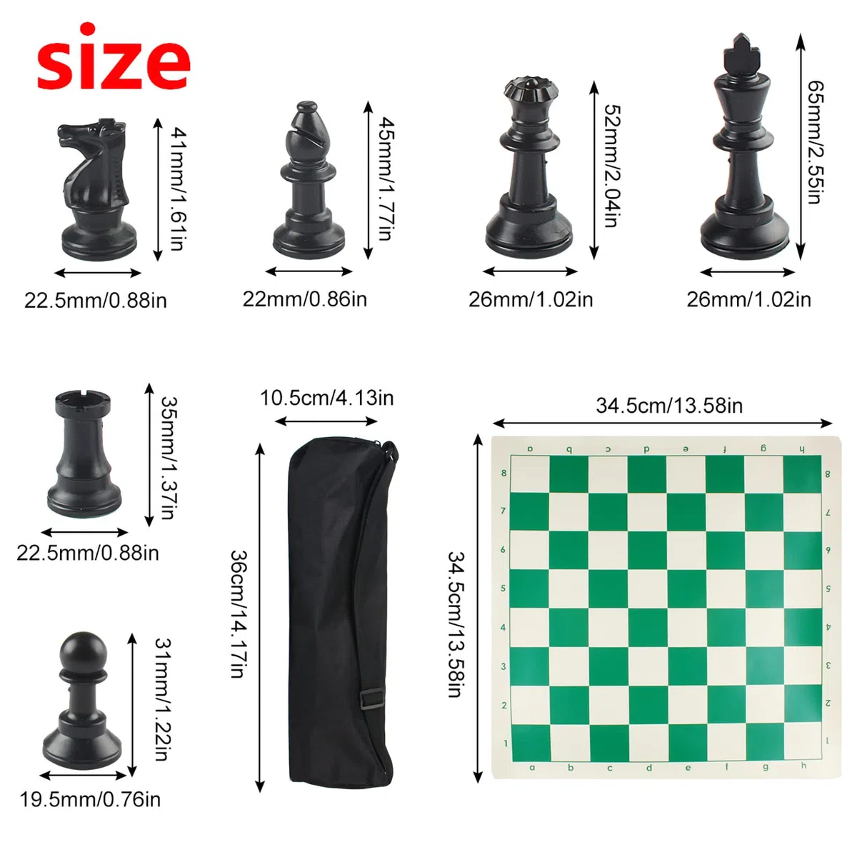 Andux Set Di Scacchi Arrotolabilicon Borsetta e Pezzi Degli Scacchi 32PCS XQTZ-02