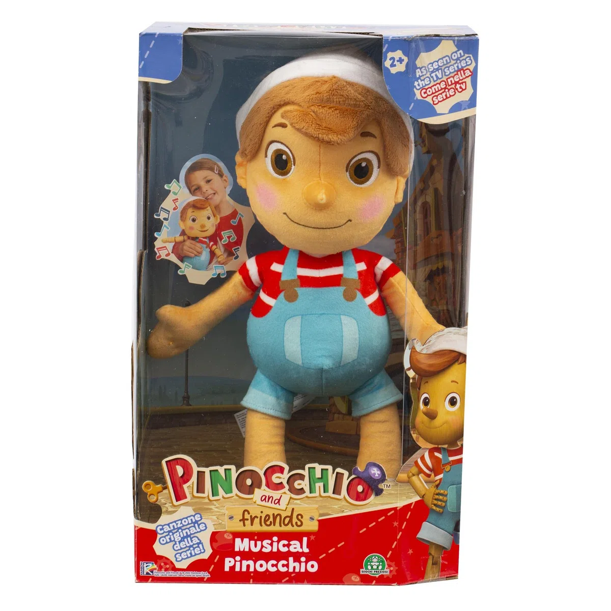 Giochi Preziosi Pinocchio - Peluche Musicale Di 36 Cm Con Cappello, Basta Premere Sulla Pancia Che Si Sente La Sigla Della Serie Tv, Per Bambini A Partire Dai 3 Anni, PNH10000