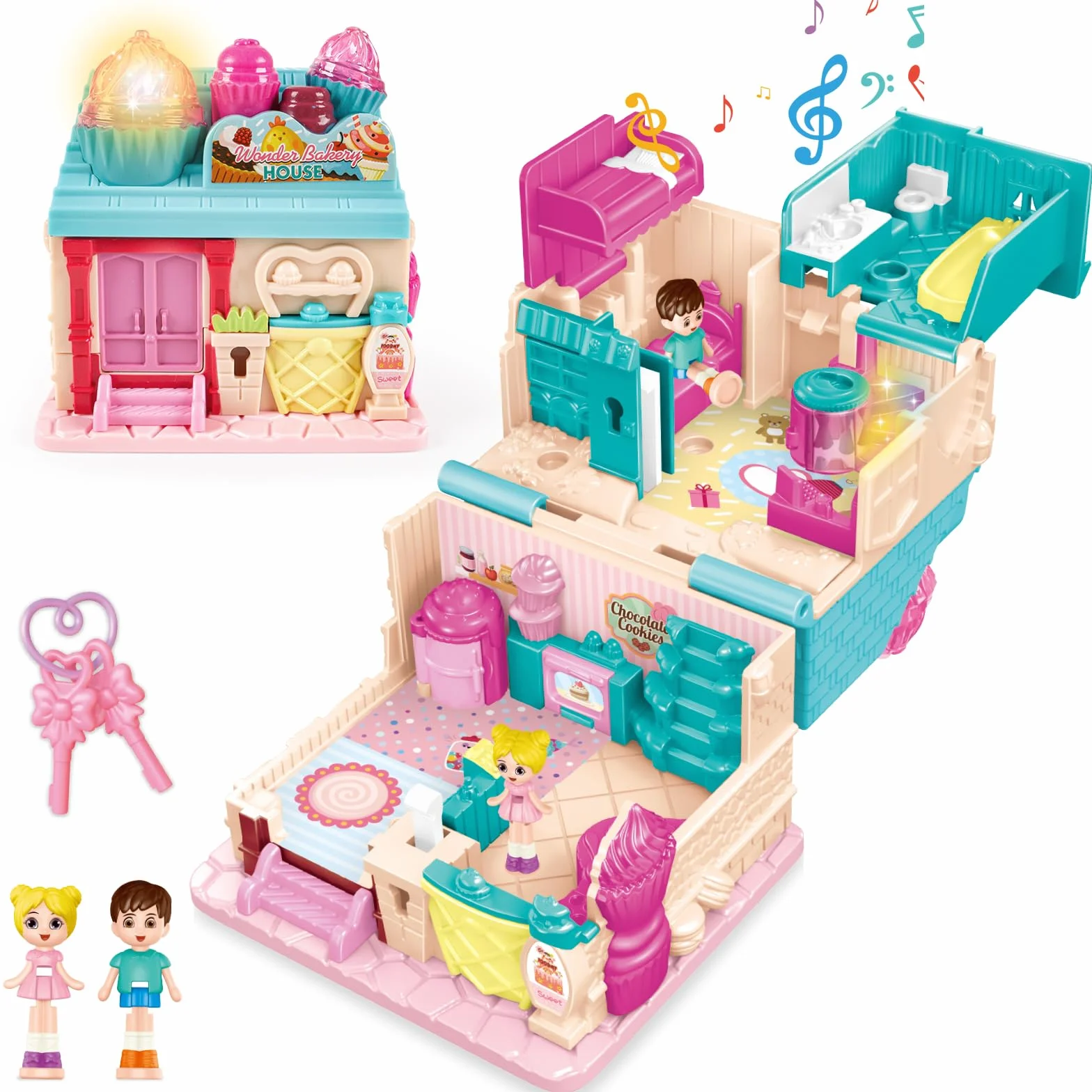 deAO Casa delle Bambole,Casa in Miniatura,Mondo dei Panifici,Mini casa delle Bambole da asporto,Adatto a Partire dai 3 Anni,Regalo di Compleanno di Natale