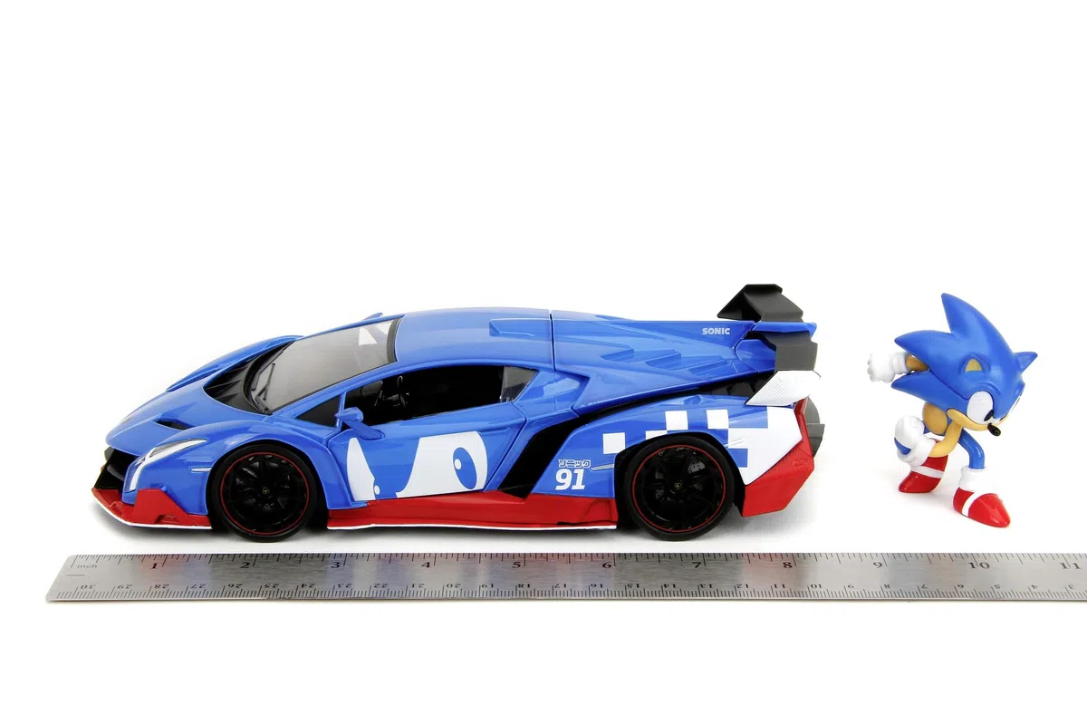 Jada - Sonic Lamborghini 1:24, 253255082, +8 anni, in metallo pressofuso, con personaggio di Sonic incluso