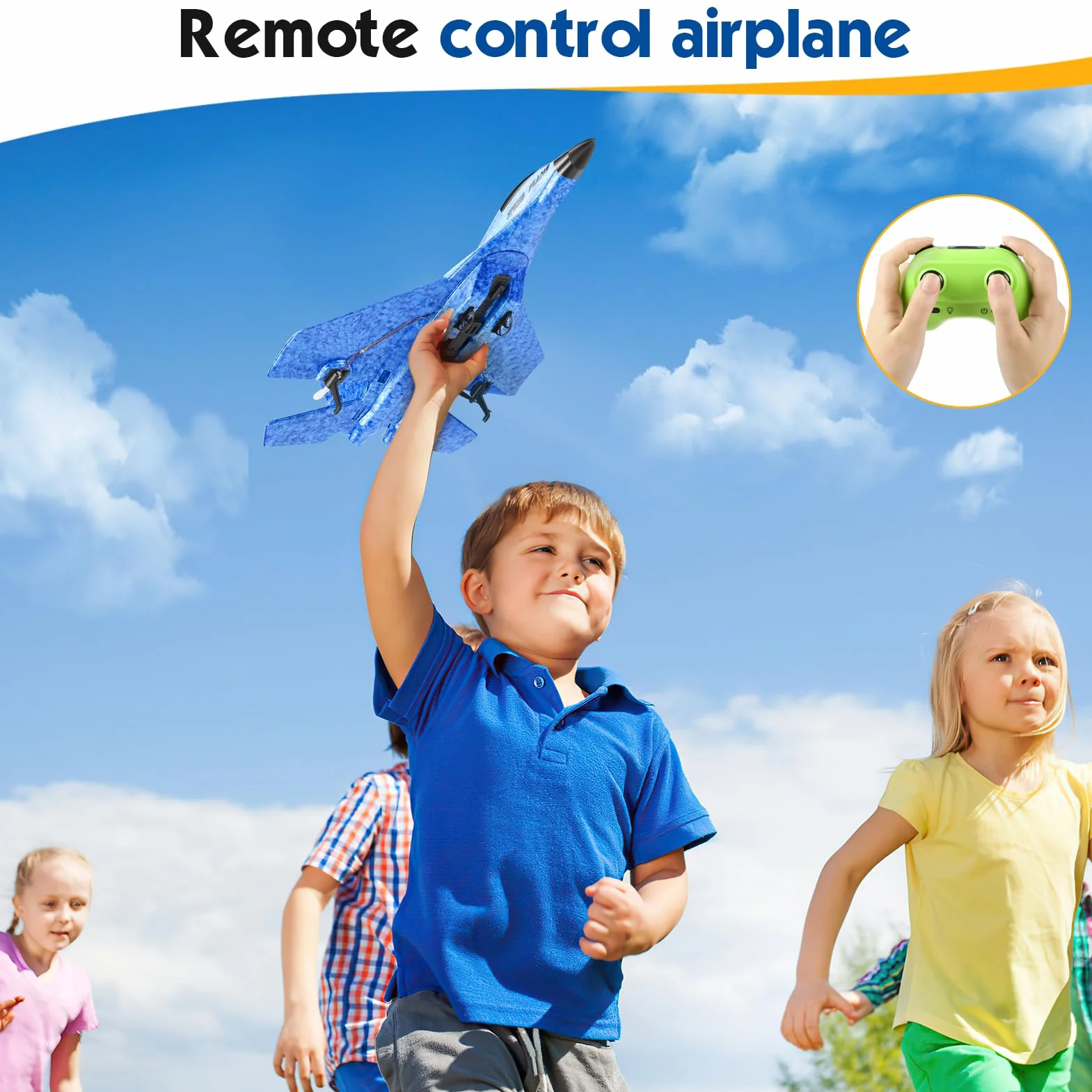 Aereo RC 2.4 GHz telecomandato, 2CH Rc Aereo RTF per principianti, aereo F con luce LED F aereo giocattolo aereo con aereo per principianti bambini adulti (blu)