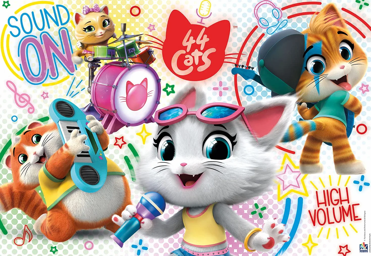 Clementoni 25466, 44 Gatti Supercolor - Puzzle da pavimento per bambini, 40 pezzi, età 3 anni in più
