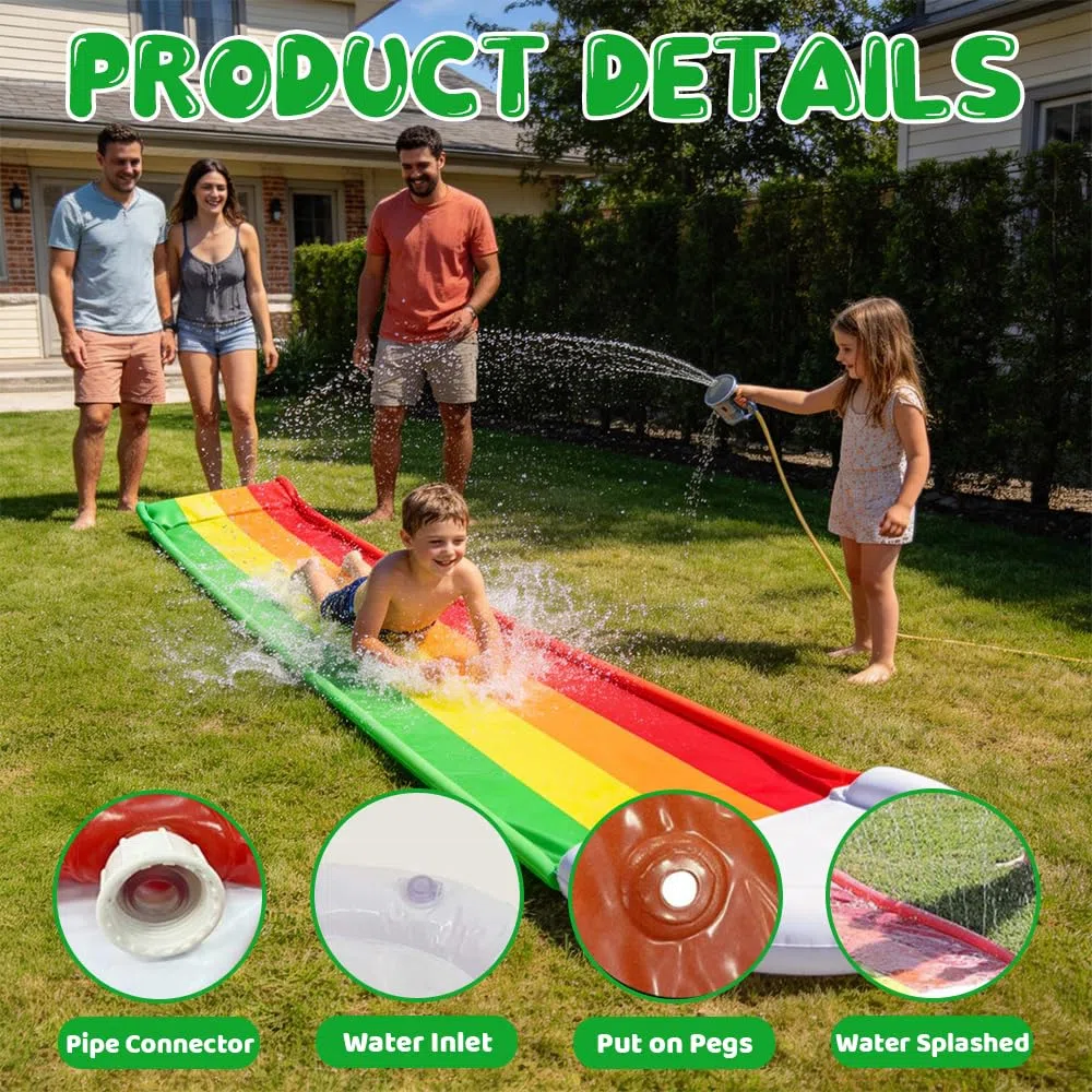 Scivolo Gonfiabile Acquatico, 480x76 cm Scivolo d'Acqua con Bodyboards, Scivolo Gonfiabile D Acqua, Scivolo Ad Acqua da Giardino per Festa Estiva, attività Acquatiche All'aperto, Spiaggia