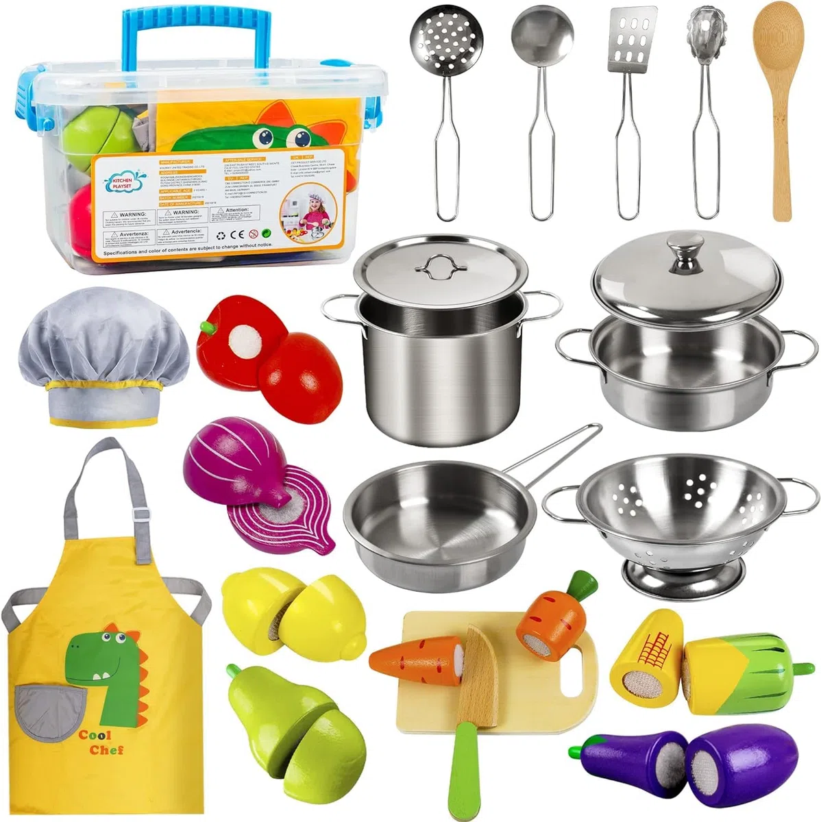 EFO SHM Accessorio da cucina in legno per bambini, dinette per bambini, utensili da cucina, giocattoli per frutta e verdura da taglio, giocattolo da cucina educativo per ragazzi e ragazze dai 3 anni
