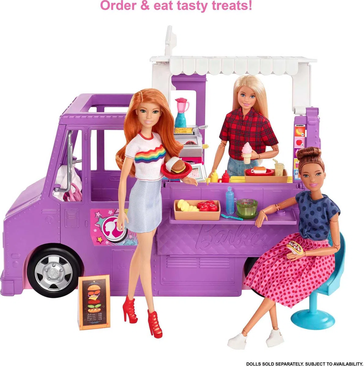 Barbie Furgoncino Street Food, Veicolo Trasformabile con più di 30 Accessori, Giocattolo per Bambini 3+ Anni, GMW07