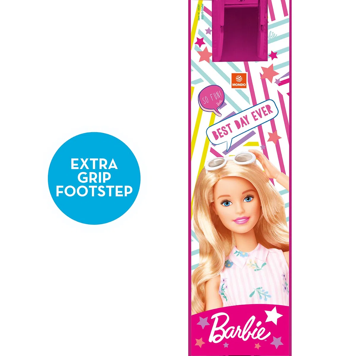 Mondo Toys - Monopattino in alluminio per bambino bambina Mattel Barbie - manubrio regolabile - scooter a 2 ruote - 18081