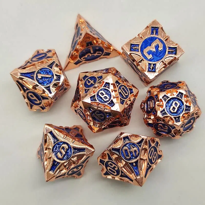 Schleuder D&D - Set di dadi in metallo, 7 pezzi, bronzo 4, Dungeons and Dragons