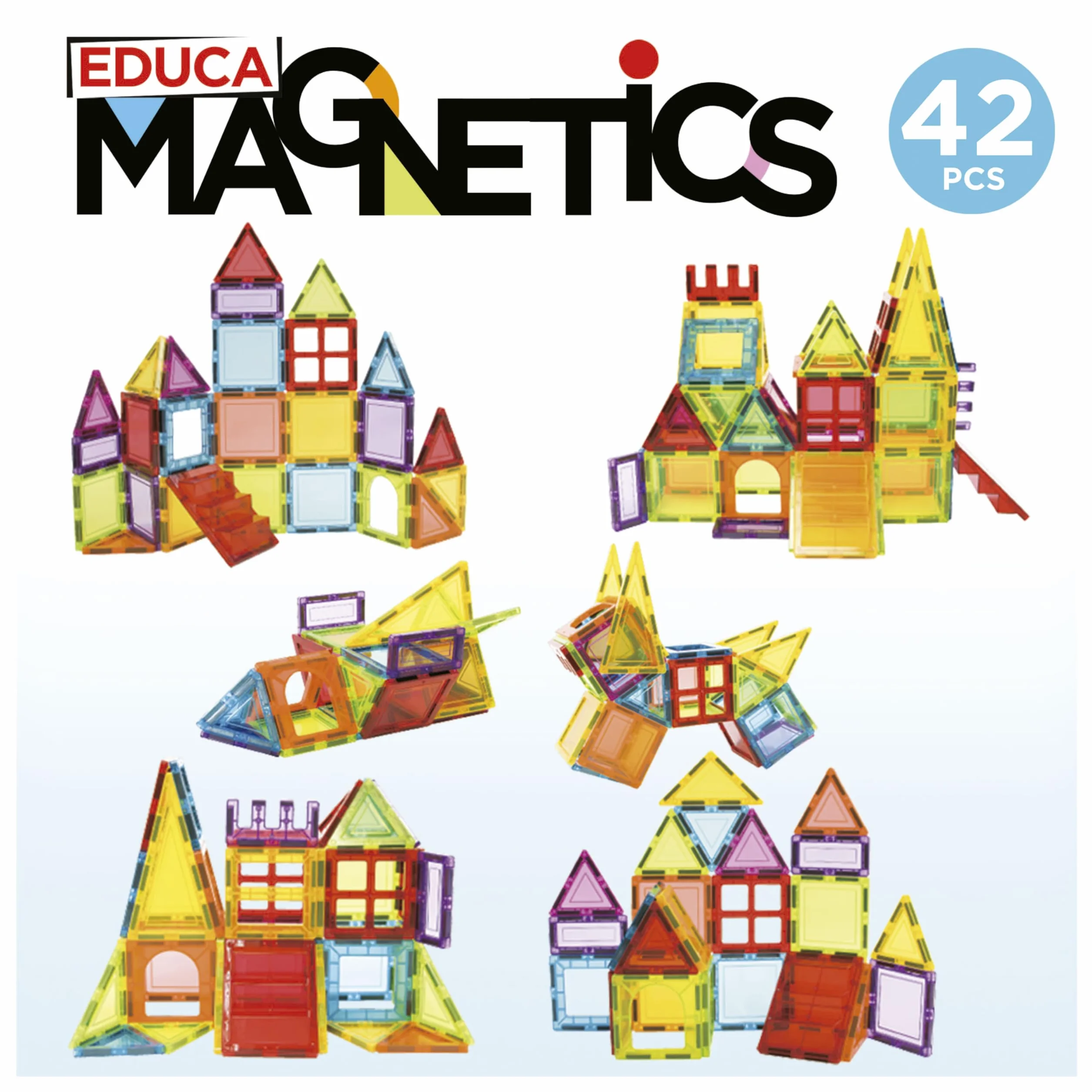 Educa - Magnetics 42 pezzi | Costruzioni Magnetiche | Blocchi Magnetici per bambini | Giochi magnetici per bambini +3 anni (20023)