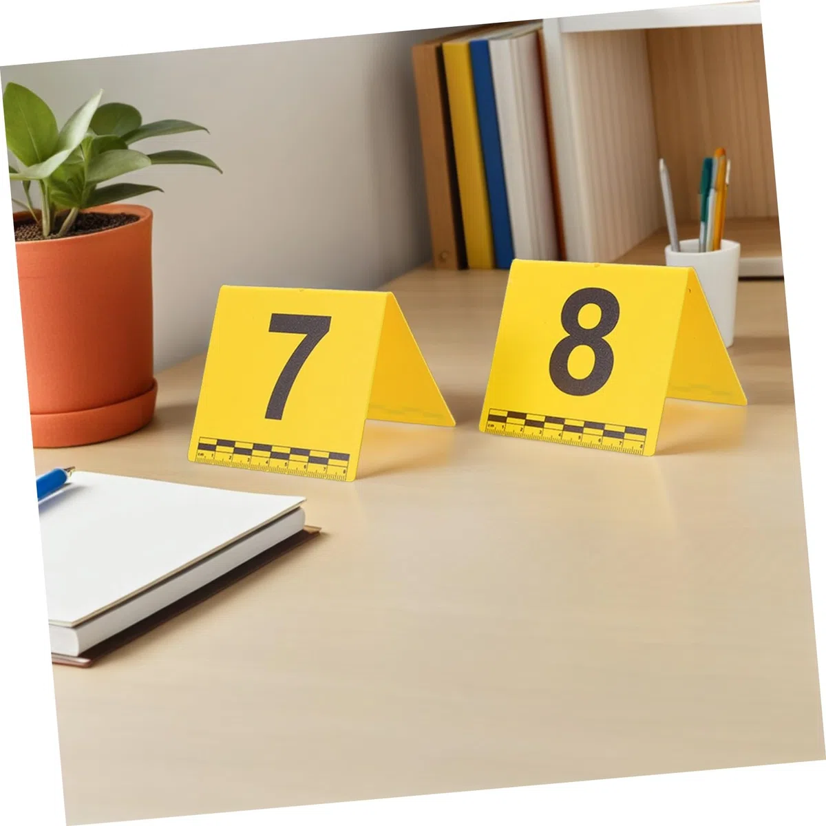 NUOBESTY Marcatori di Scena del Crimine in Plastica Gialla Struttura Verticale Leggera per Identificazione Prove, per Scene del Crimine e Giochi di Festa, Set