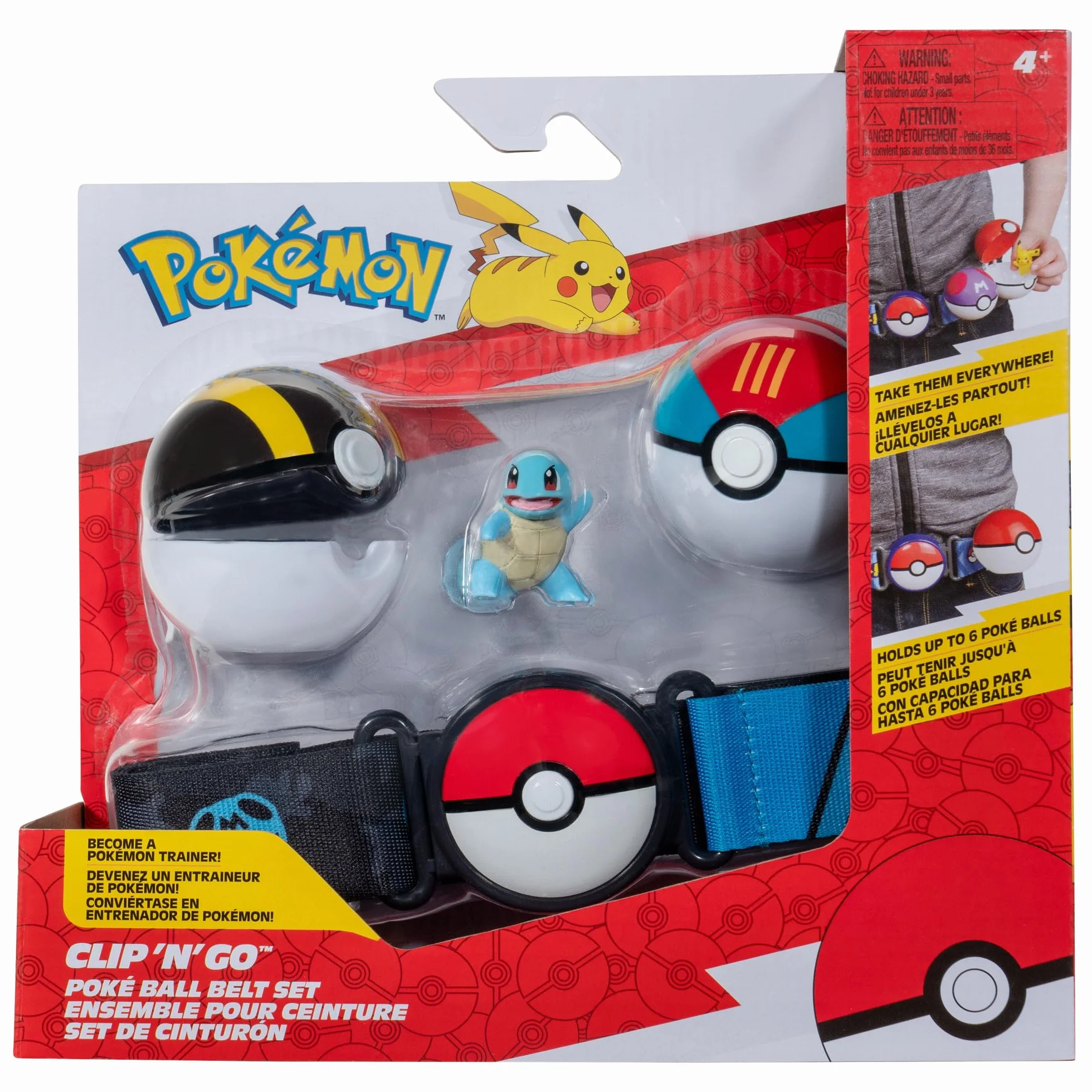 Pokémon Clip 'N' Go Belt Set - Include Cintura a Tema e 5 Pollici Squirtle Battle Figure con Ultra Ball e Lure Ball Accessori