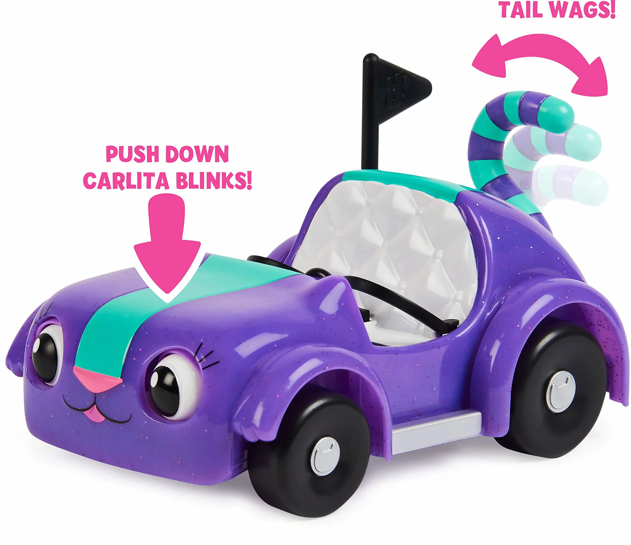 Gabby's Dollhouse, La macchina di Carlita con personaggio Pandi Panda e accessori, giochi per bambini dai 3 anni in su