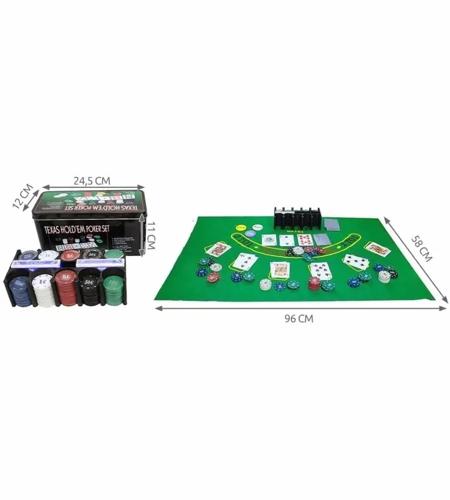 200 Fiches da Poker Numerate Soldi Euro Box da Gioco Texas Holdem con Confezione Porta Fiches Fair