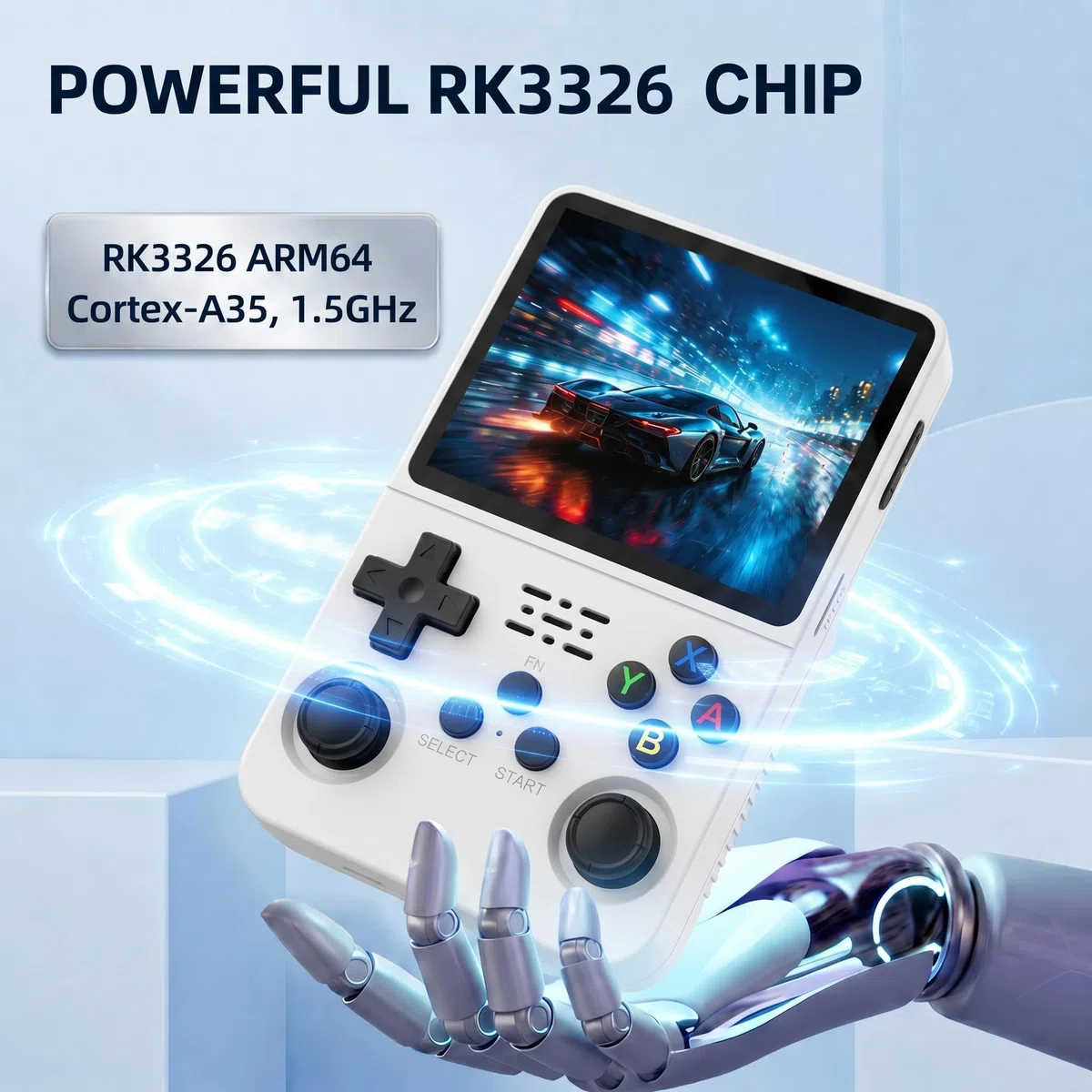 Whatsko R36S Console, Console Portatile 128 GB, Sistema RK3326 Arkos, oltre 40.000 Giochi, schermo da 3,5 Pollici, Console di Gioco Portatile per Adolescenti (Bianca)