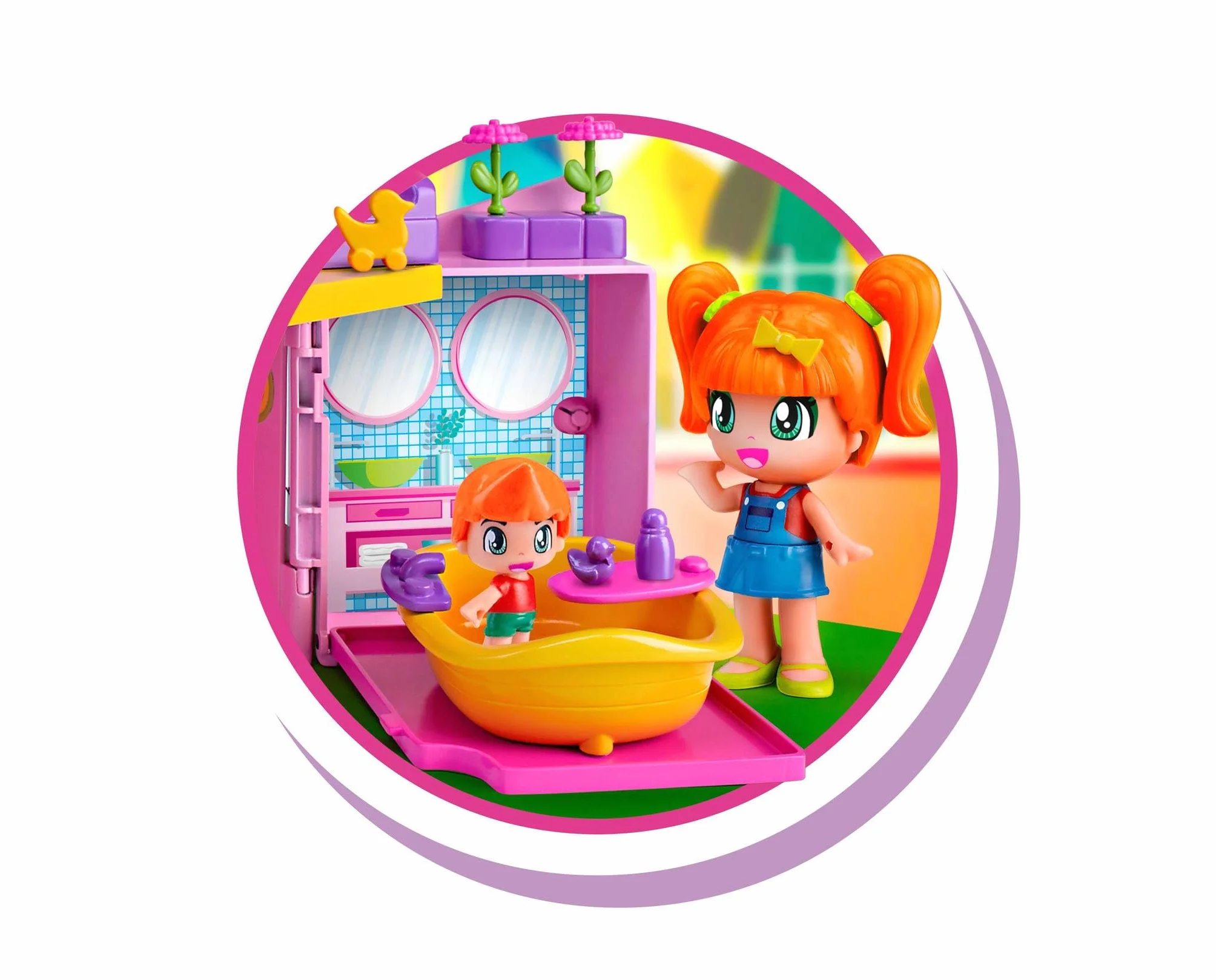 Pinypon - Valigetta Casa Rosa, Pieghevole, Con Tante Stanze Diverse e Accessori, Per Bambine e Bambini dai 4 Anni, Famosa (700017012)