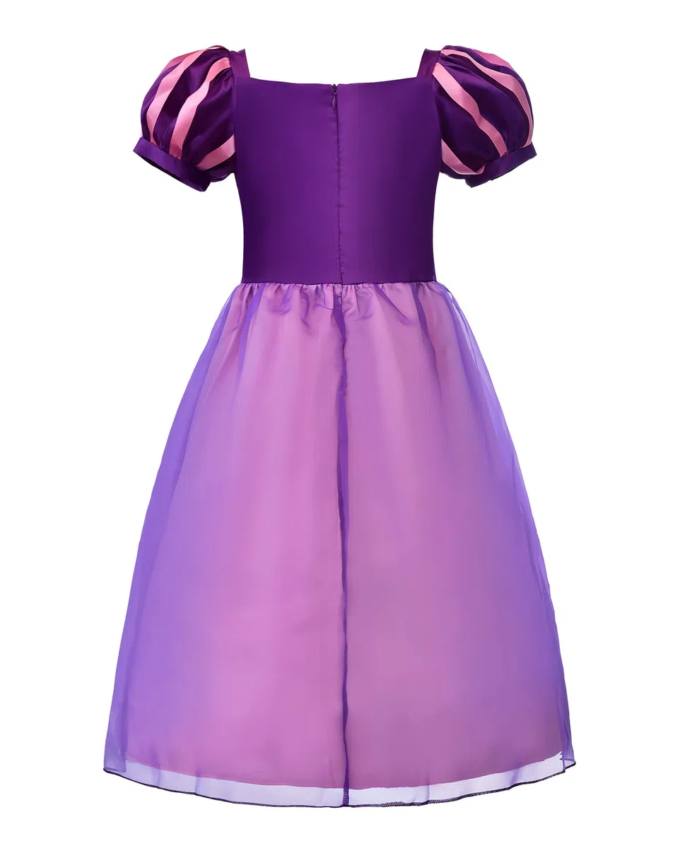 ReliBeauty Costume Principessa Bambina Vestito Abito Lilla con Accessori Manica a Sbuffo