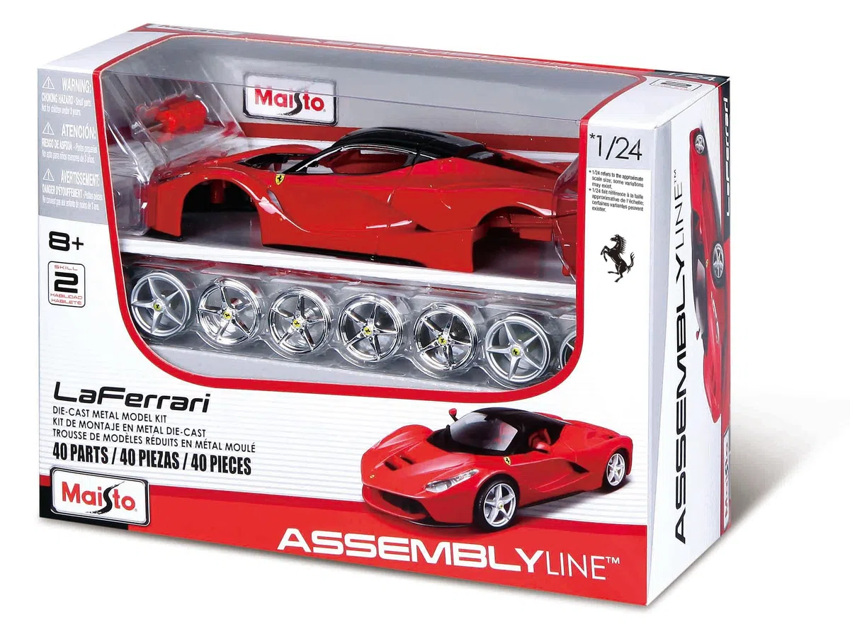 Maisto 58108639129 - Modellino da costruire, Ferrari "LaFerrari", scala 1:24, Nero/Rosso