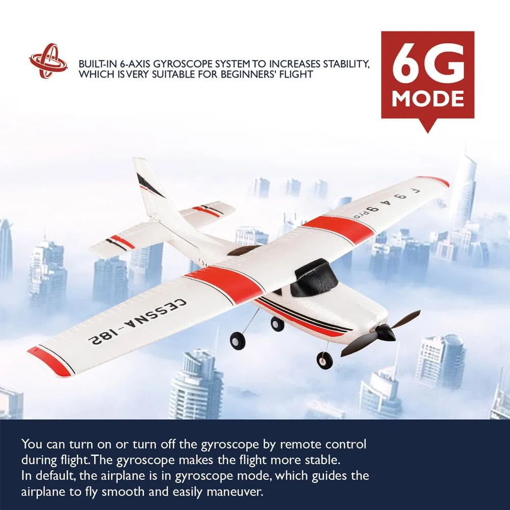 F949pro 3D6G Giroscopio Aereo RC con 1020 Motore CESSNA-182 3CH RC Aerei per Adulti Outdoor F949S 2.4GHZ Aereo Telecomandato (2BSL+Motor)