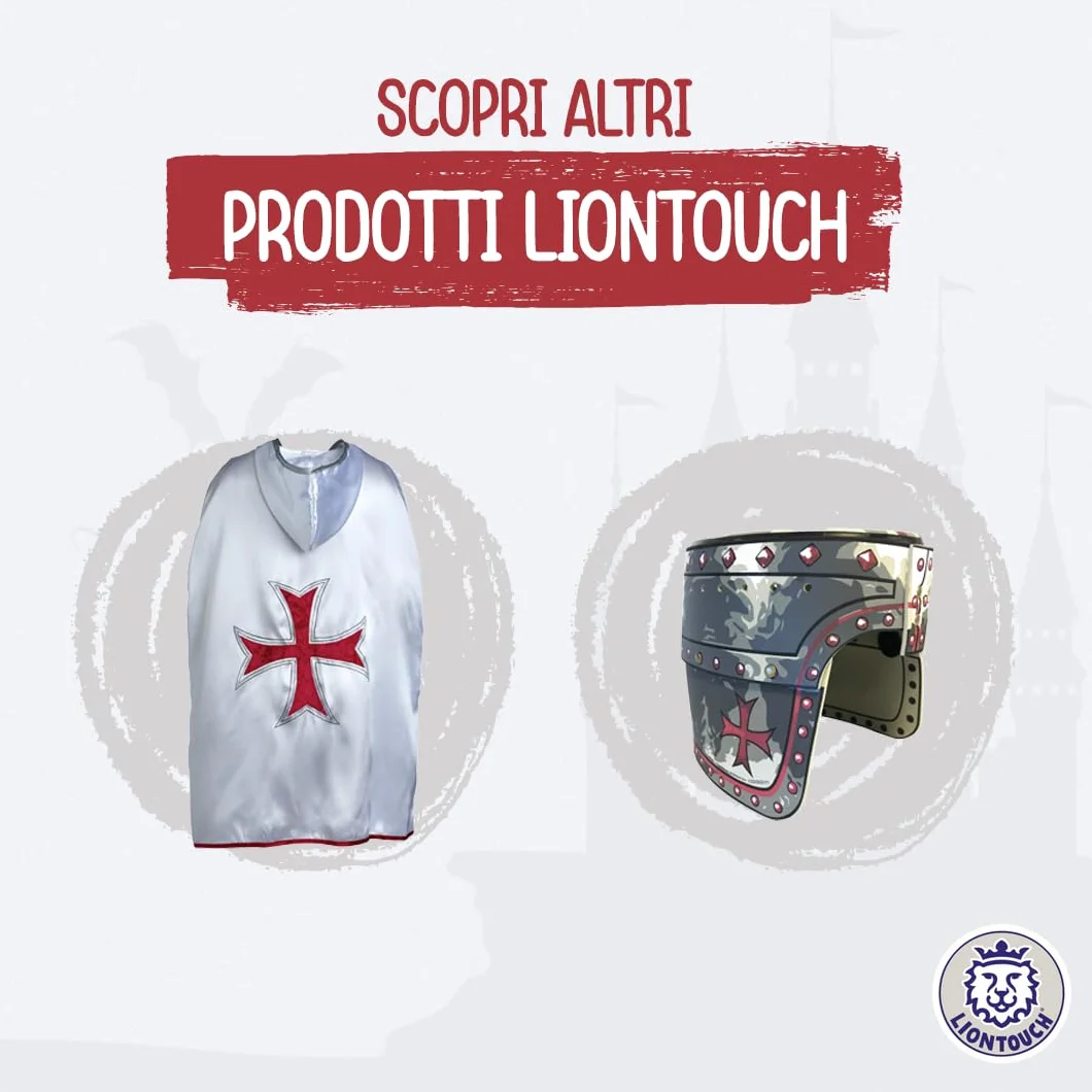 Liontouch - Spada e Scudo Cavaliere di Malta - Età 3-8 Anni | Set Medievale in Sicura Gommapiuma con Classica Croce Rossa per Giochi di Ruolo | Armi e Accessori Giocattolo per Travestimenti da Ragazzo